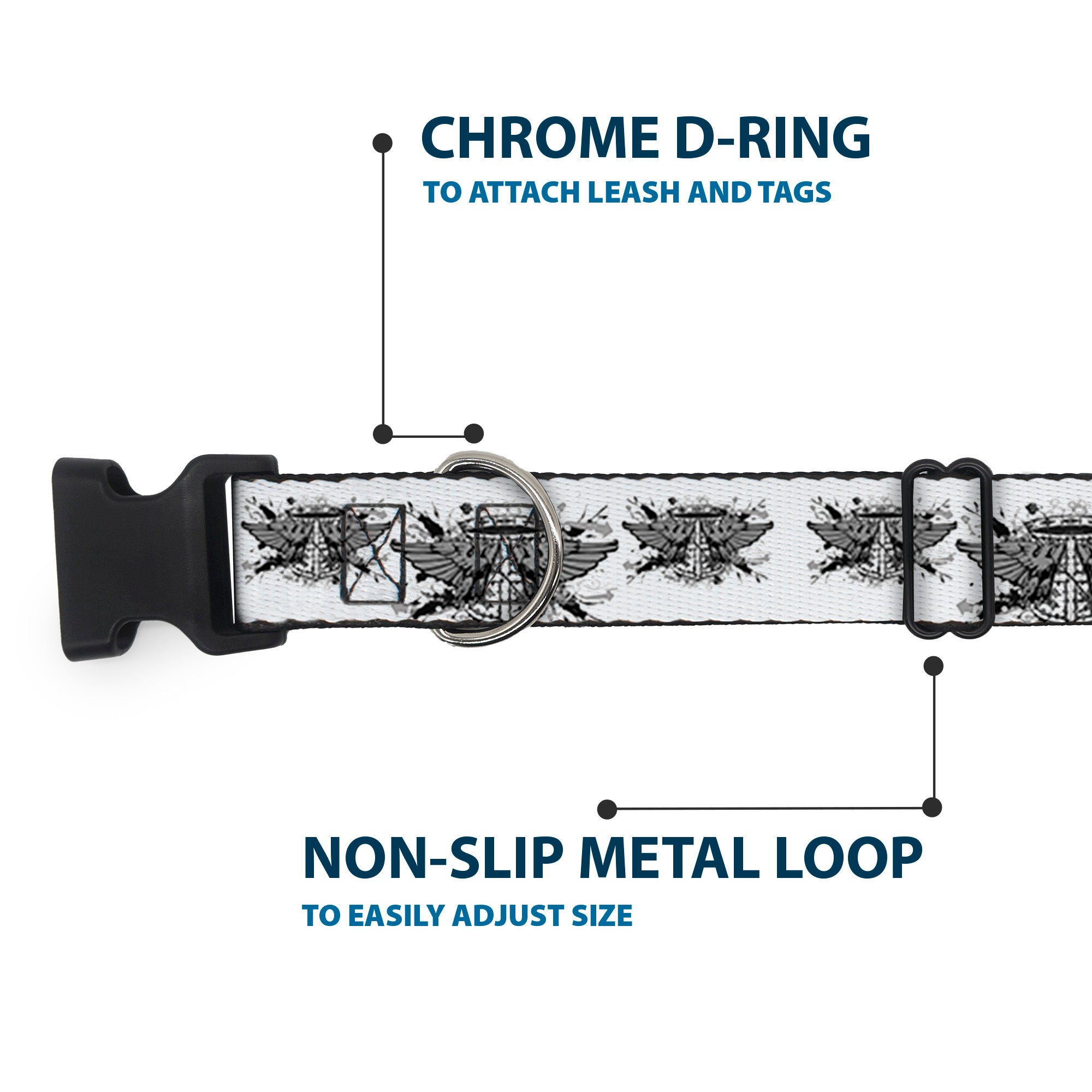 Plastic Clip Collar - Phoenix Shield White Plastic Clip Collars Buckle-Down