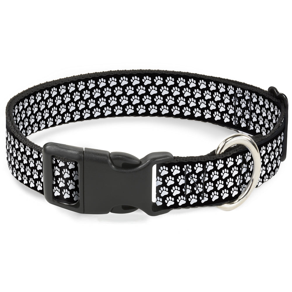 Plastic Clip Collar - Paw Print Black/White Plastic Clip Collars Buckle-Down