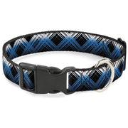 Plastic Clip Collar - Plaid X Gradient Black/White/Blue Plastic Clip Collars Buckle-Down