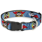 Plastic Clip Collar - Penguin Superhero Blue Bubbles Plastic Clip Collars Buckle-Down