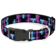 Plastic Clip Collar - Pixilated Checker Black/Fuchsia/Turquoise Plastic Clip Collars Buckle-Down