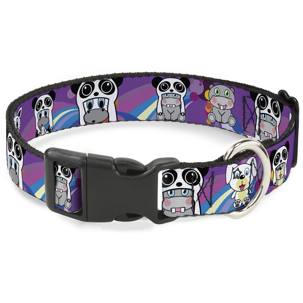 Plastic Clip Collar - Panda Hat Animals w/Bright Color Burst Plastic Clip Collars Buckle-Down