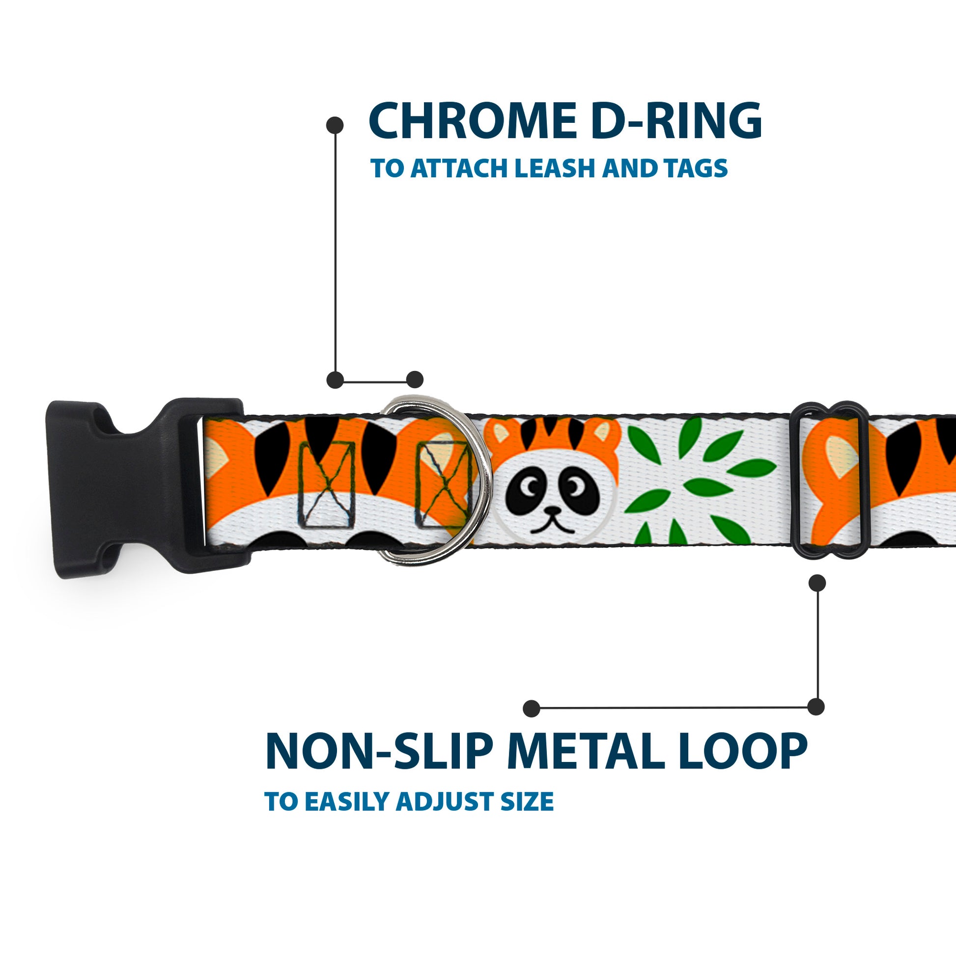 Plastic Clip Collar - Panda w/Tiger Hat Plastic Clip Collars Buckle-Down