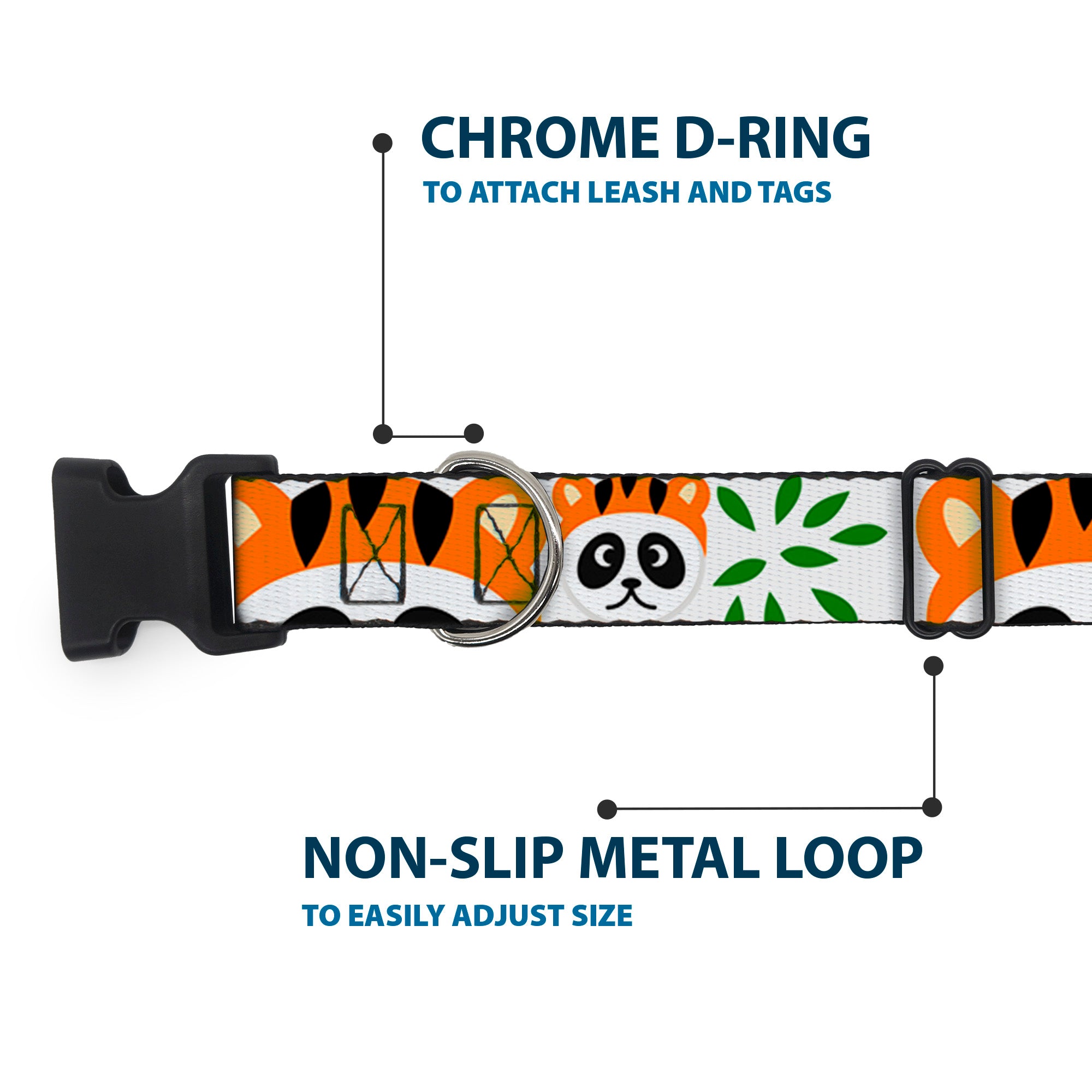 Plastic Clip Collar - Panda w/Tiger Hat Plastic Clip Collars Buckle-Down