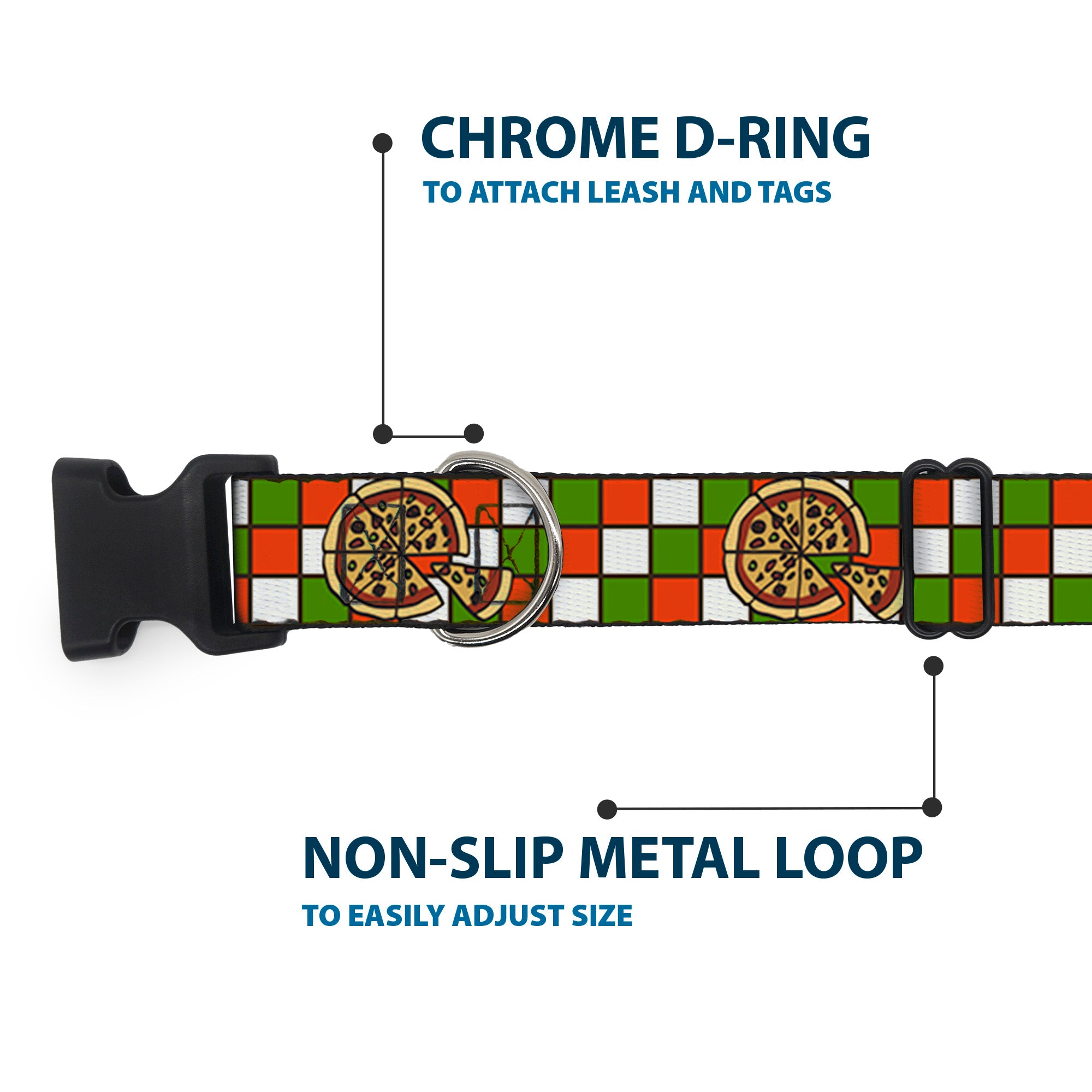 Plastic Clip Collar - Pizza Pies Plastic Clip Collars Buckle-Down