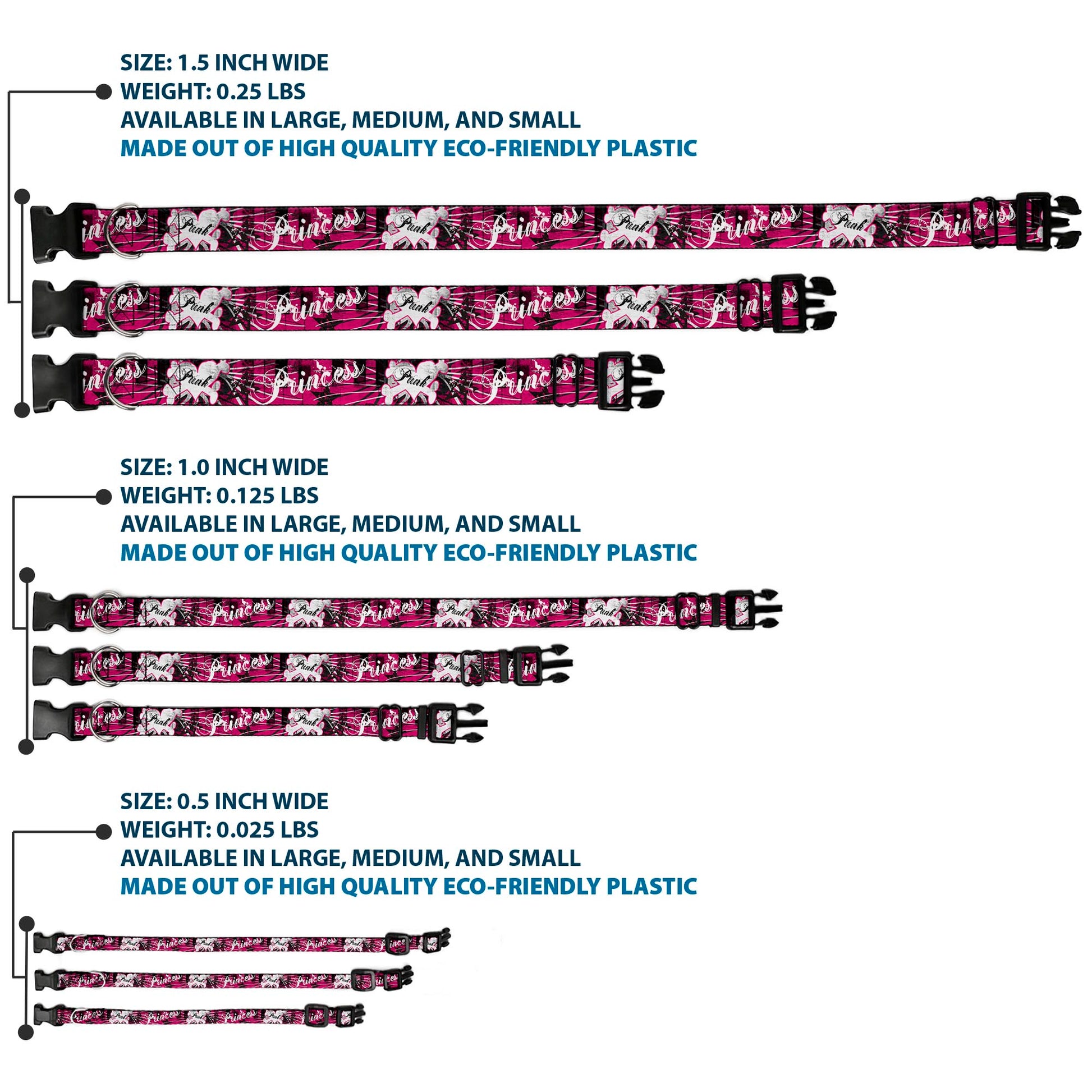 Plastic Clip Collar - Punk Princess w/Piano Keys Plastic Clip Collars Buckle-Down