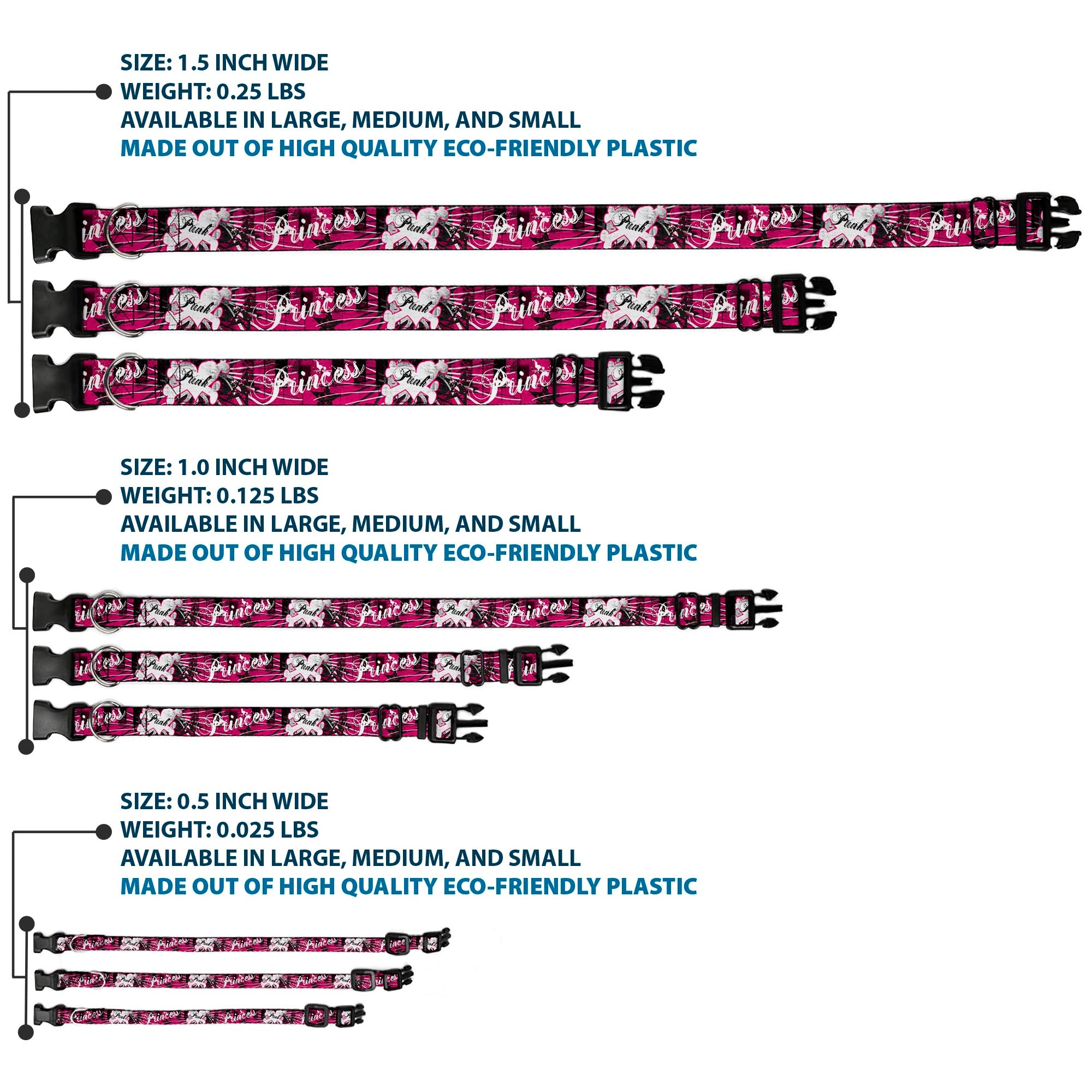 Plastic Clip Collar - Punk Princess w/Piano Keys Plastic Clip Collars Buckle-Down