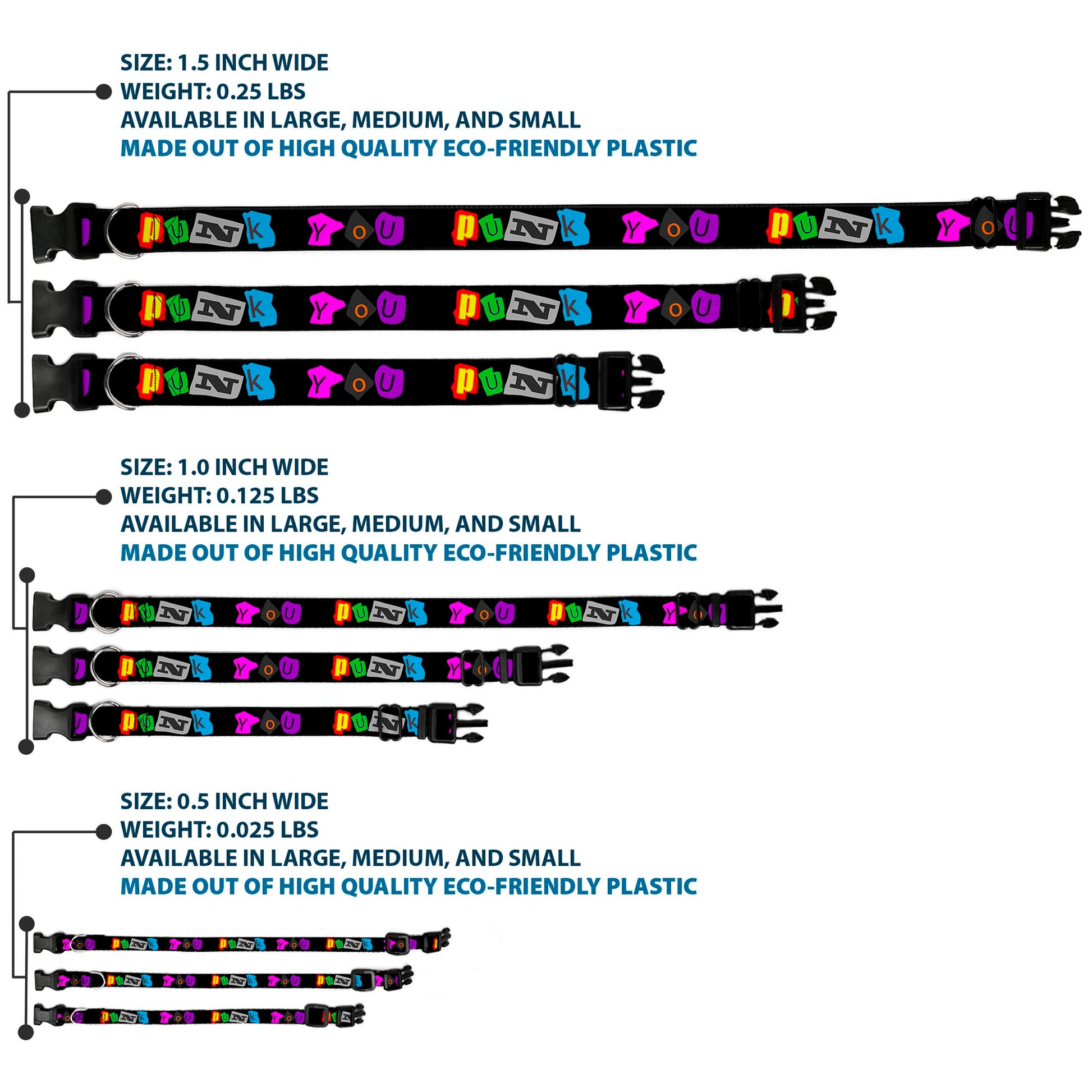 Plastic Clip Collar - Punk You Black/Full Color Plastic Clip Collars Buckle-Down