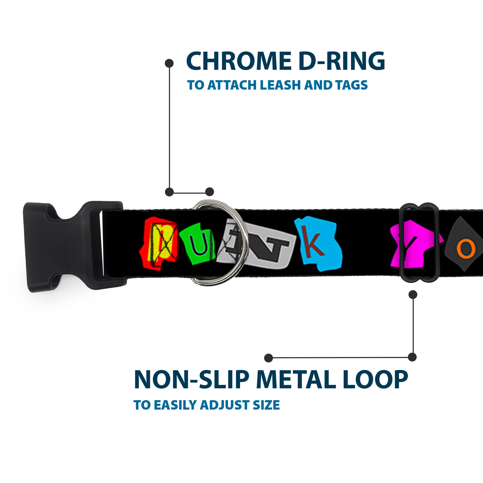 Plastic Clip Collar - Punk You Black/Full Color Plastic Clip Collars Buckle-Down