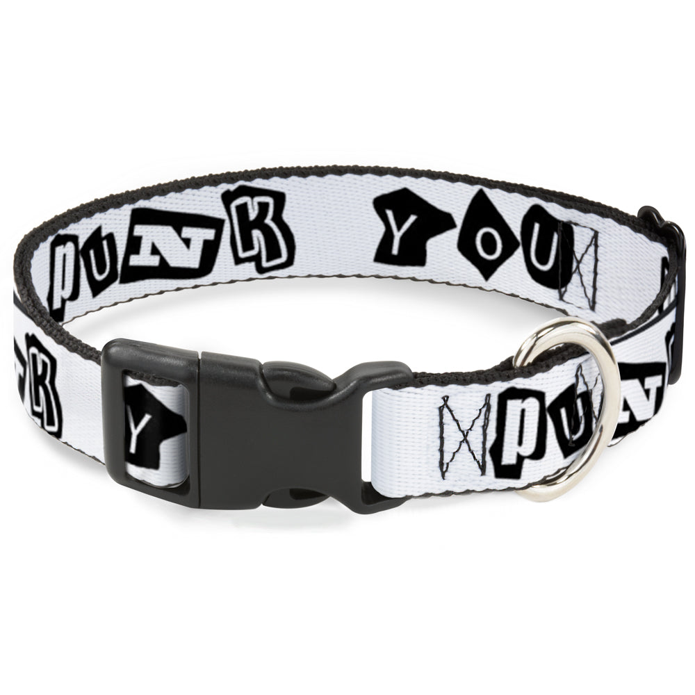 Plastic Clip Collar - Punk You White/Black Plastic Clip Collars Buckle-Down