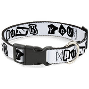 Plastic Clip Collar - Punk You White/Black Plastic Clip Collars Buckle-Down