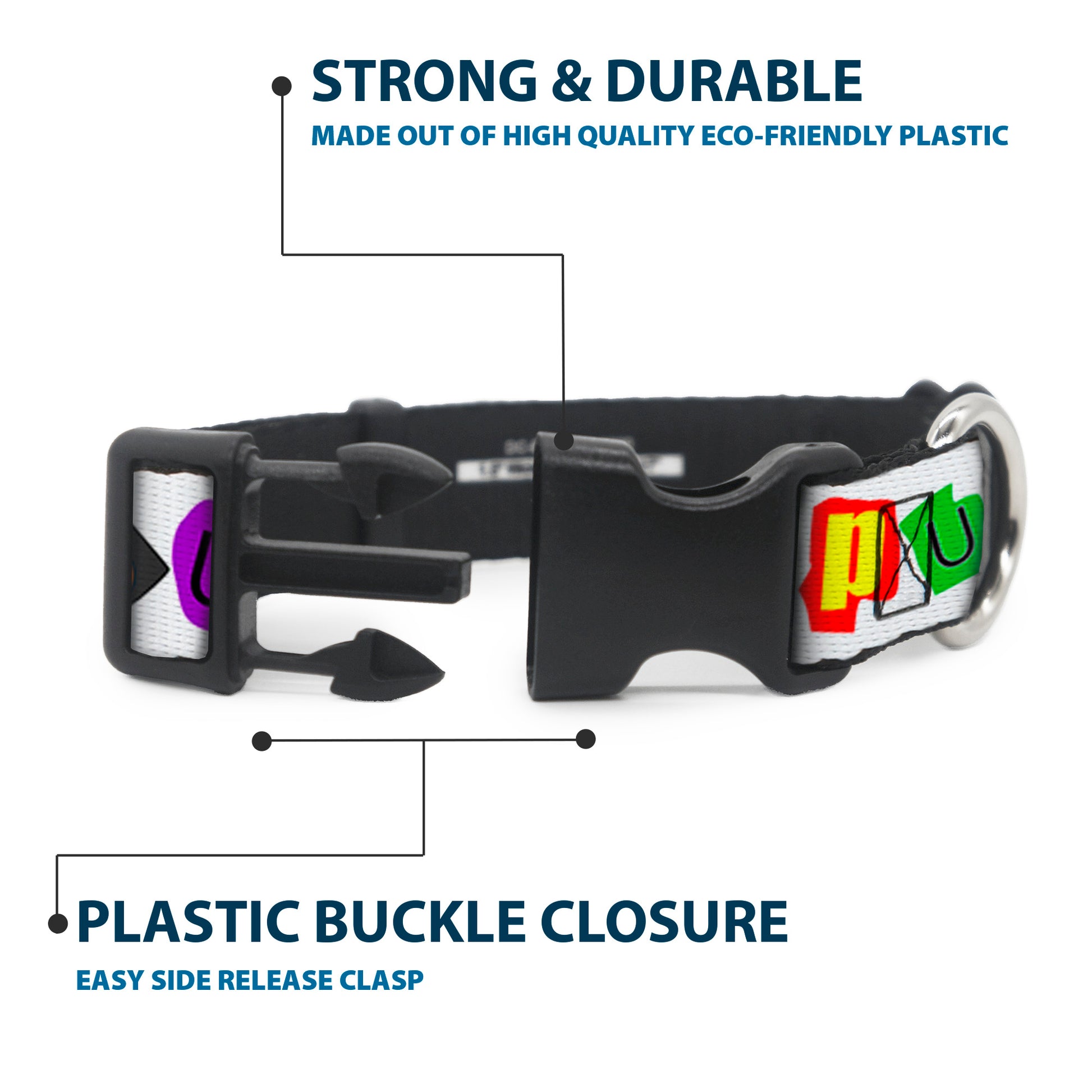 Plastic Clip Collar - Punk You White/Full Color Plastic Clip Collars Buckle-Down