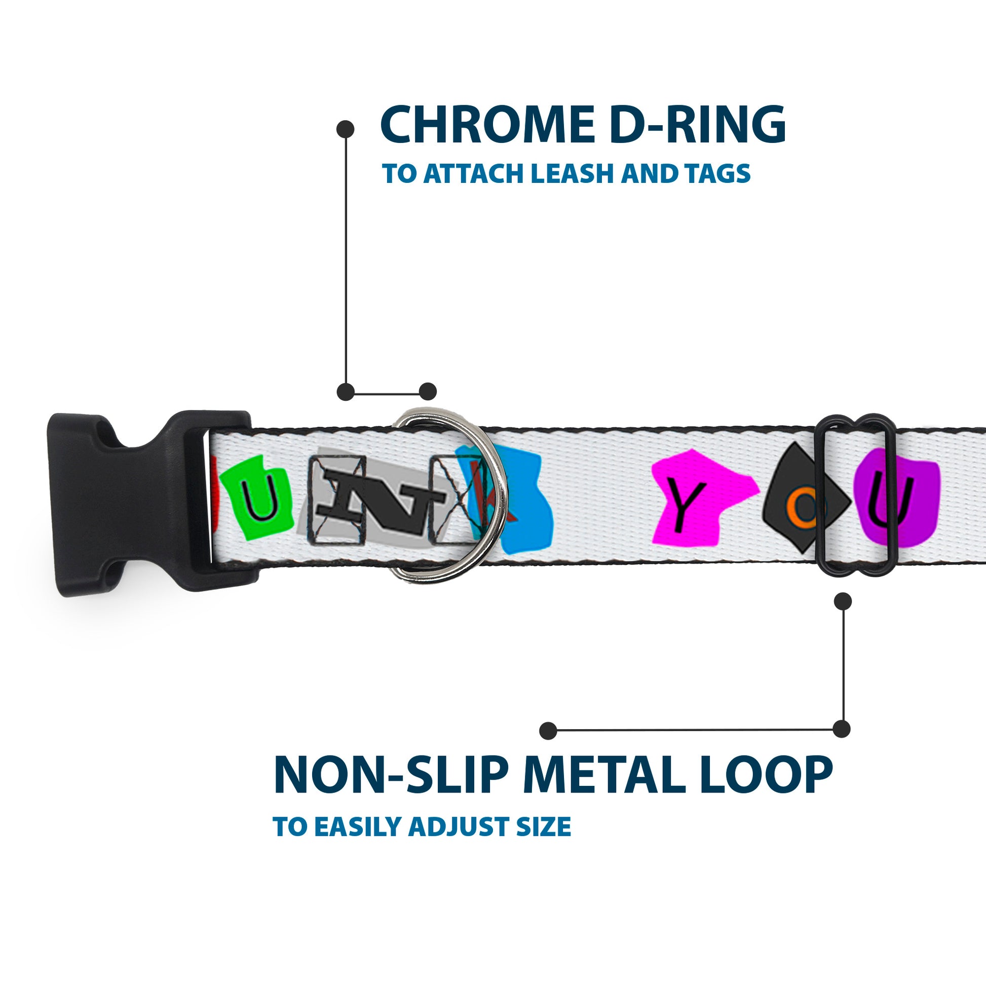 Plastic Clip Collar - Punk You White/Full Color Plastic Clip Collars Buckle-Down