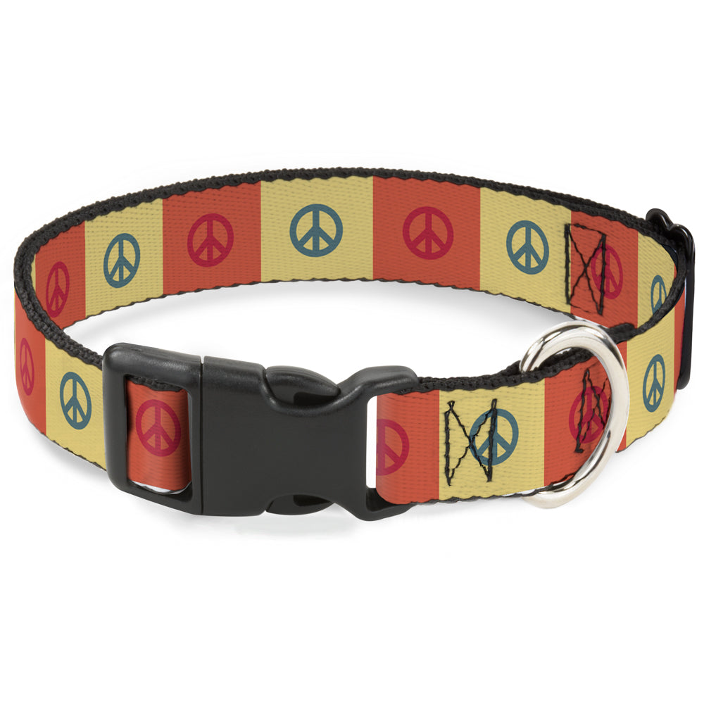 Plastic Clip Collar - Peace Blocks Red/Yellow/Blue Plastic Clip Collars Buckle-Down