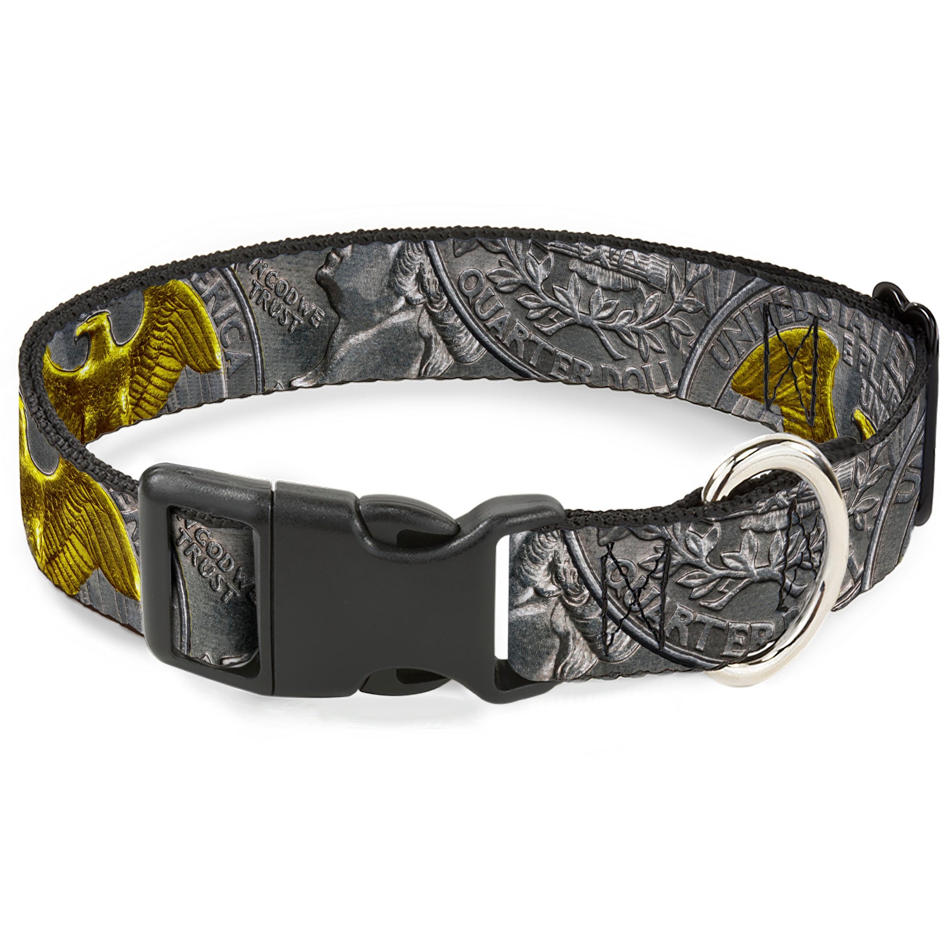 Plastic Clip Collar - Quarter Coins Stacked Silvery Gray/Golden Yellow Plastic Clip Collars Buckle-Down