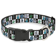 Plastic Clip Collar - Robot Checkers Black/White Plastic Clip Collars Buckle-Down