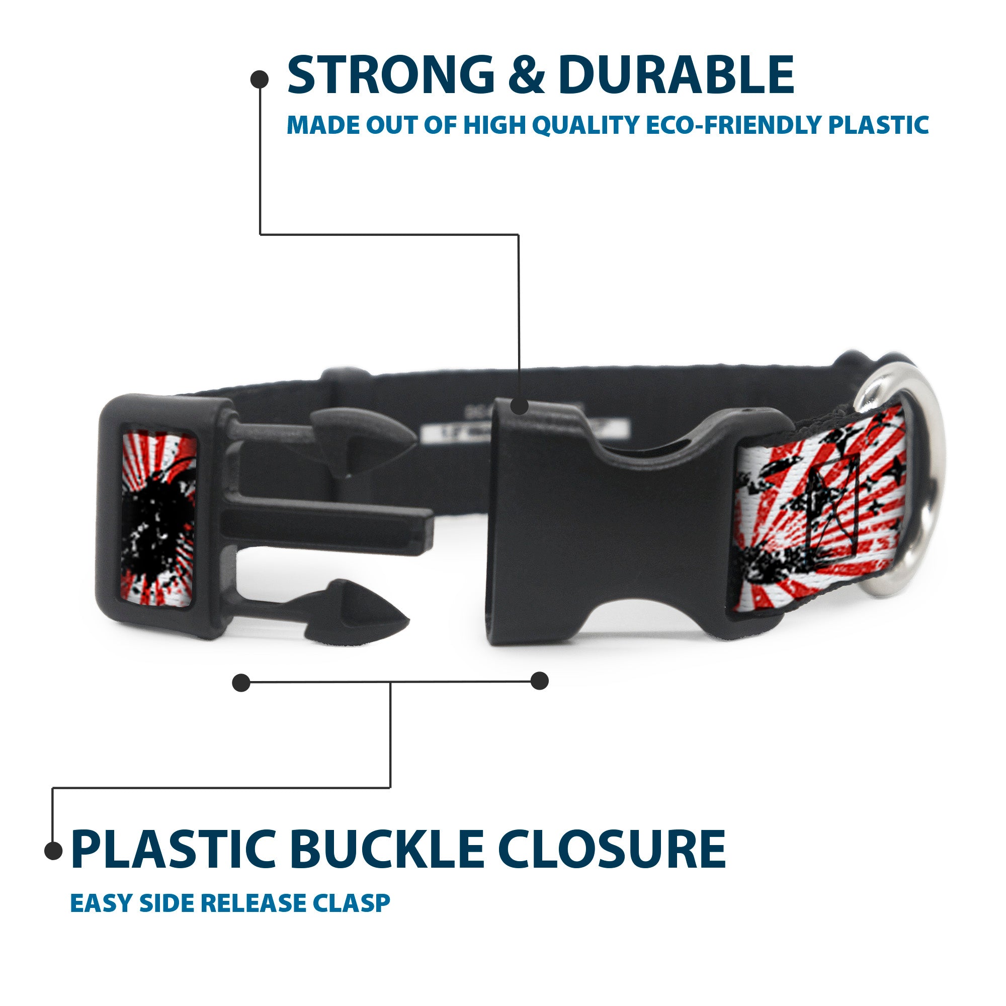 Plastic Clip Collar - Rising Sun White/Red Plastic Clip Collars Buckle-Down