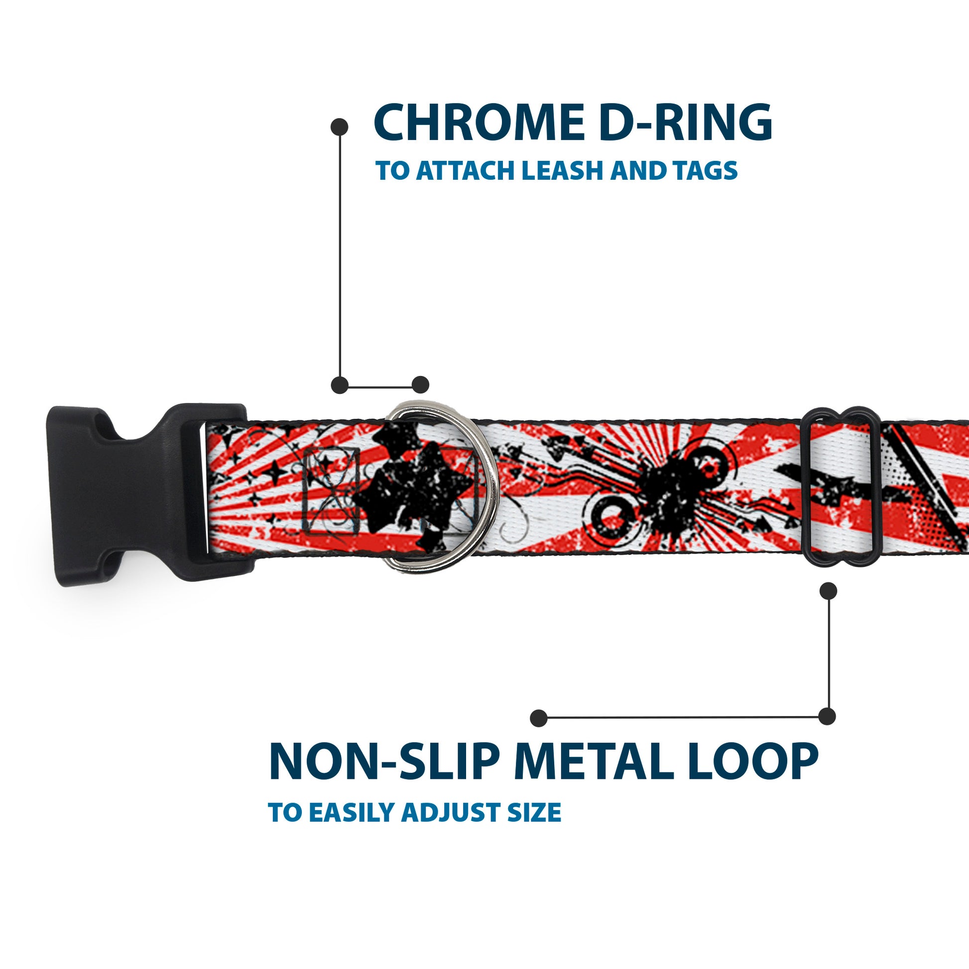 Plastic Clip Collar - Rising Sun White/Red Plastic Clip Collars Buckle-Down