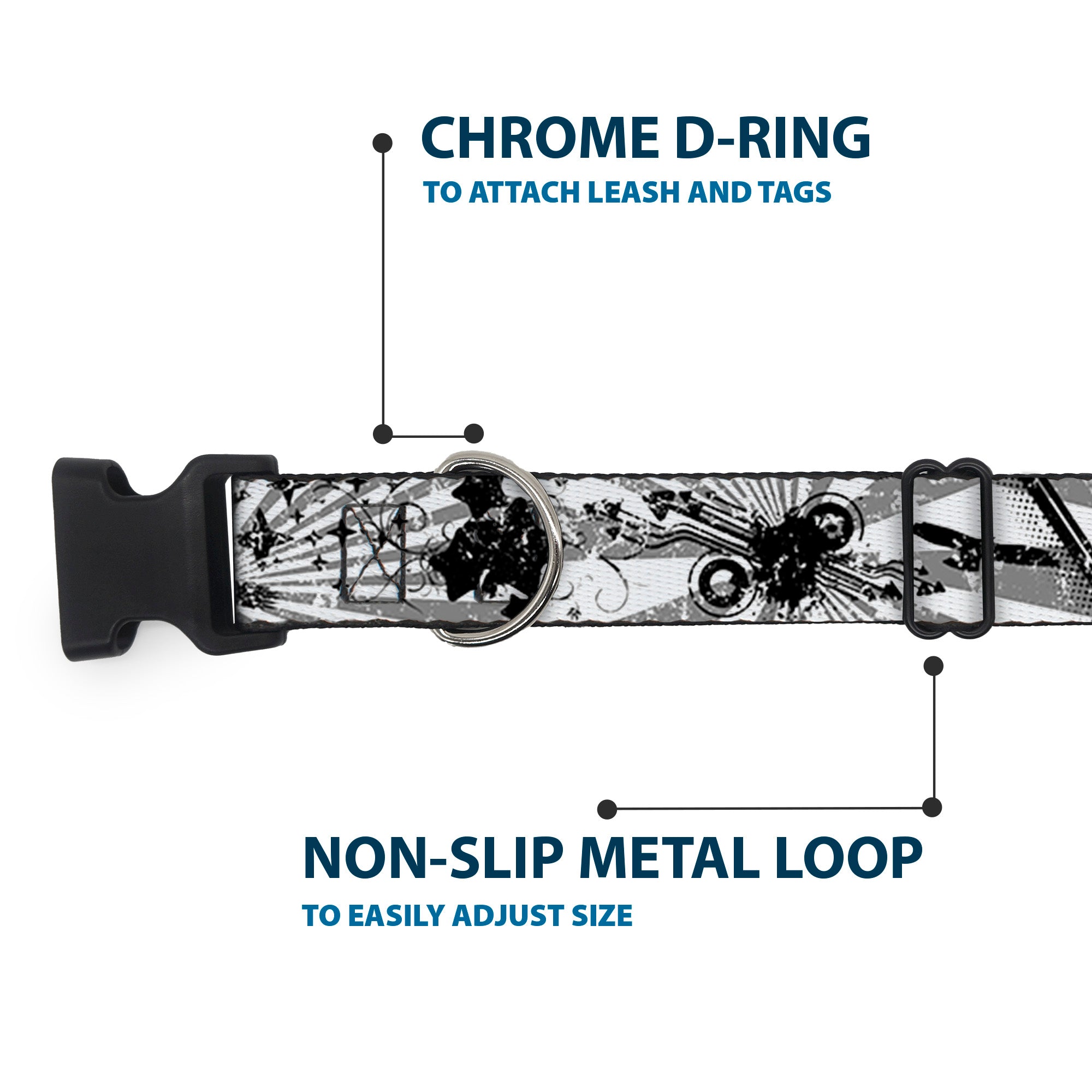 Plastic Clip Collar - Rising Sun White/Gray Plastic Clip Collars Buckle-Down