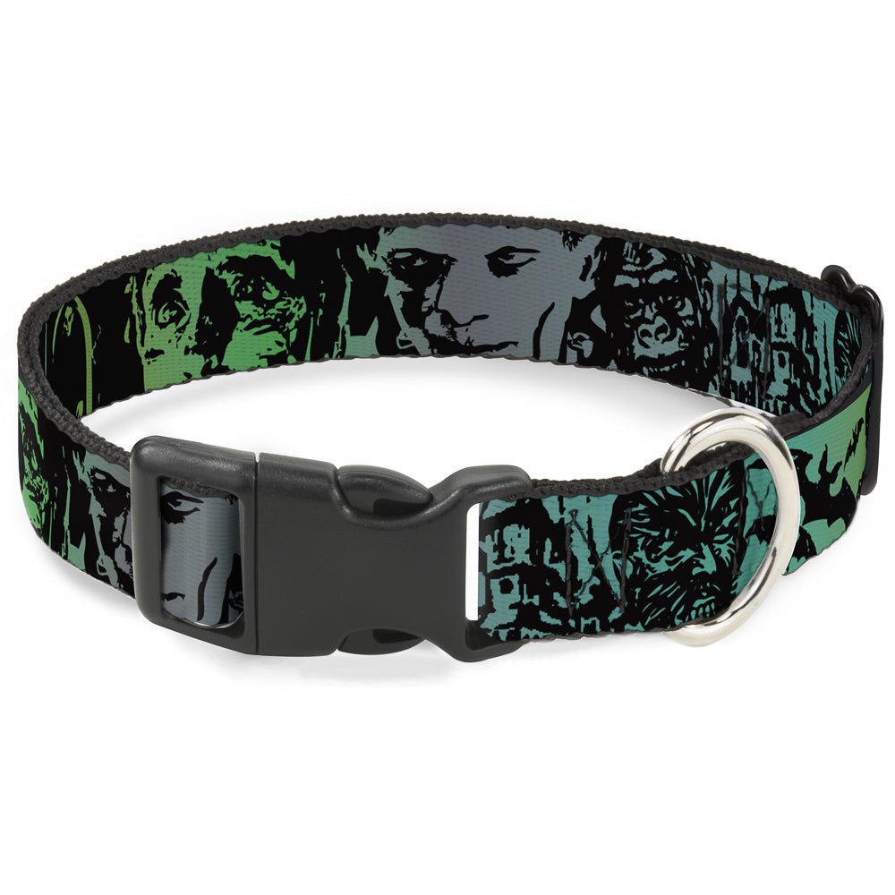 Plastic Clip Collar - Retro Monster Aqua/Black Plastic Clip Collars Buckle-Down