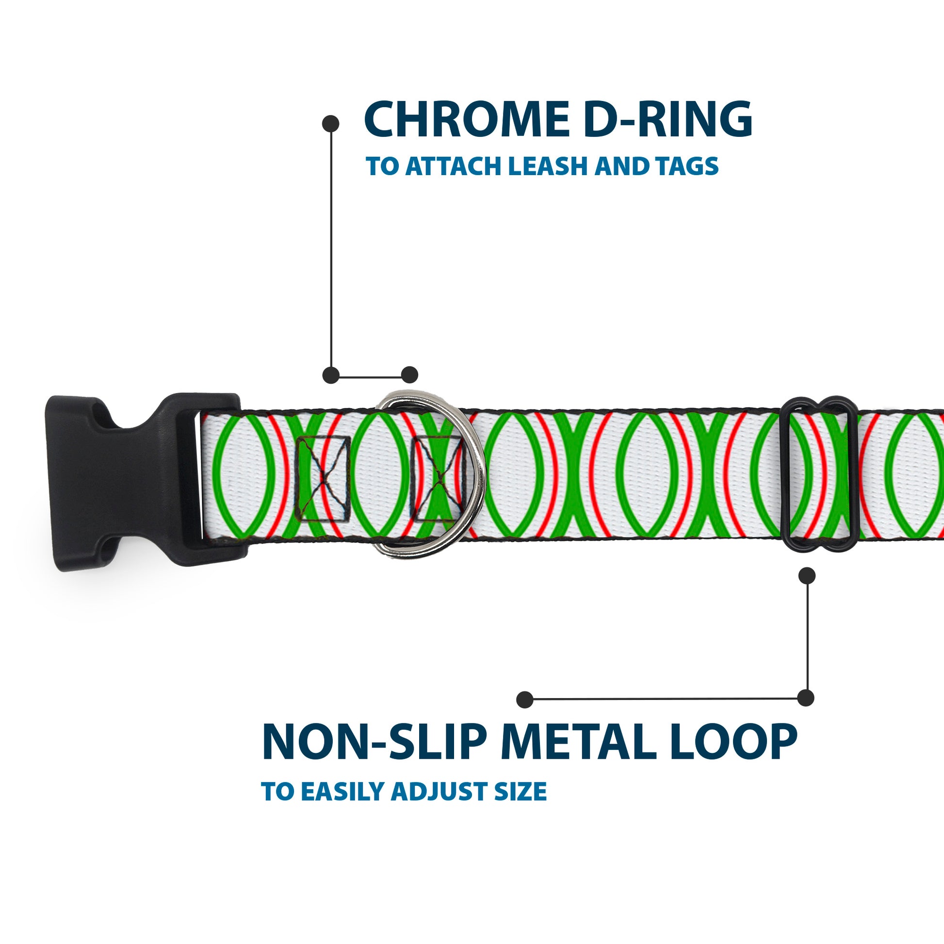 Plastic Clip Collar - Rings White/Green/Red Plastic Clip Collars Buckle-Down