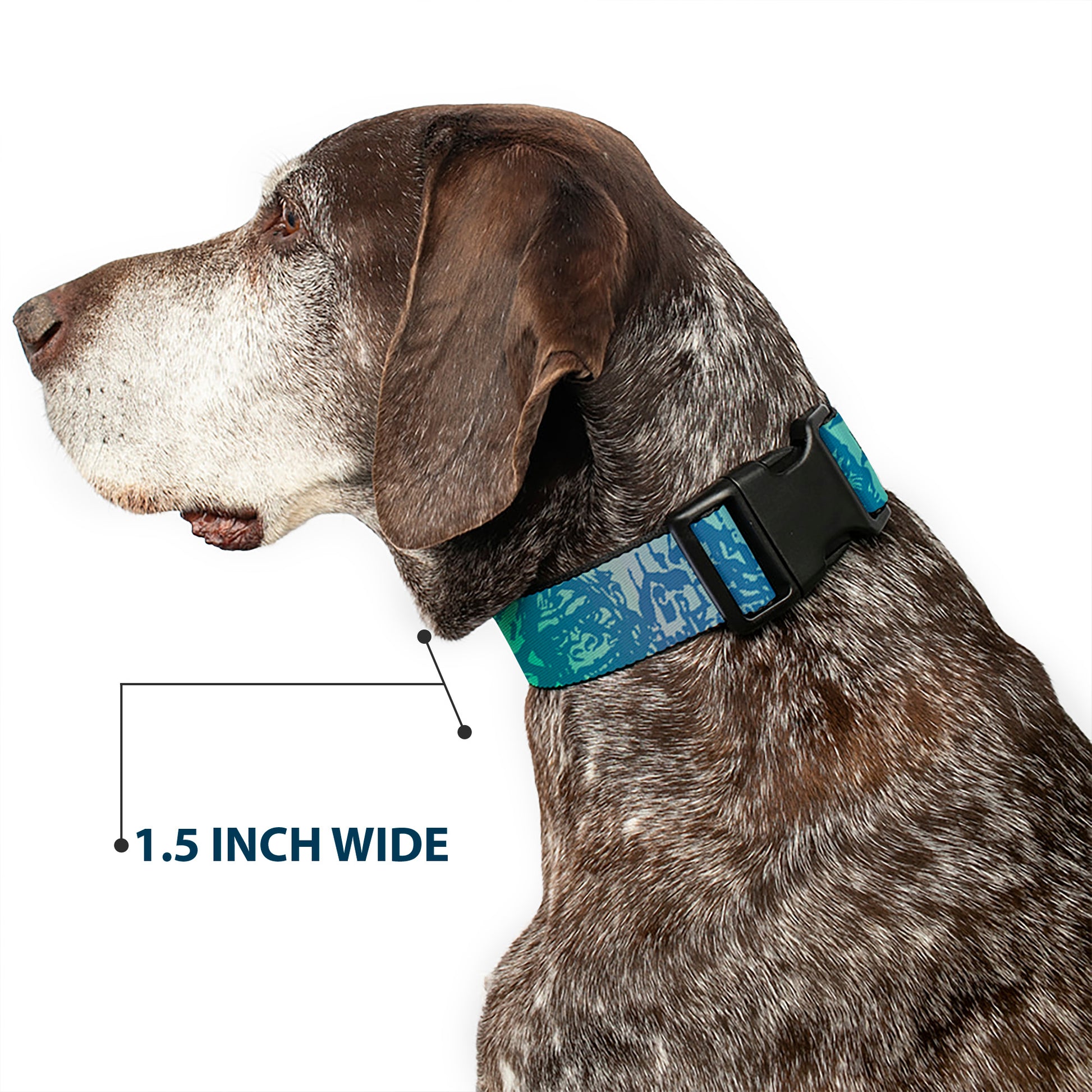 Plastic Clip Collar - Retro Monster Aqua Plastic Clip Collars Buckle-Down