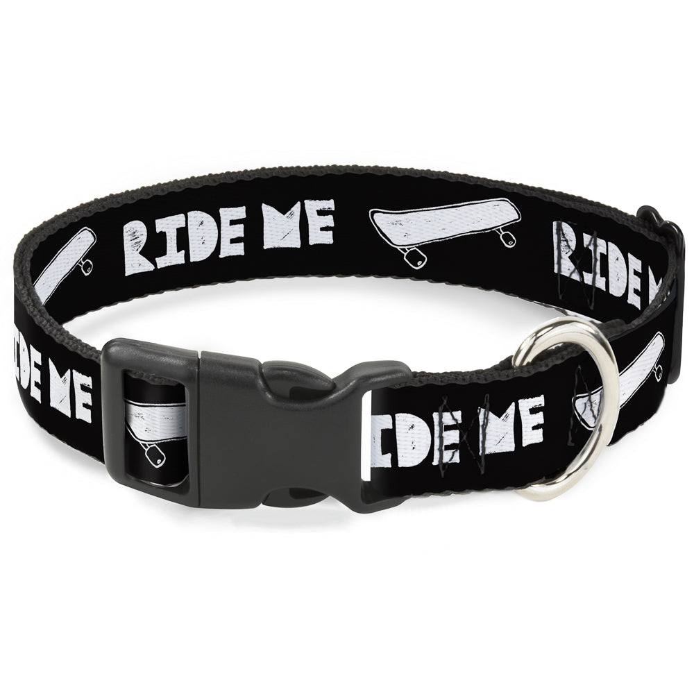 Plastic Clip Collar - RIDE ME Skateboard Black/White Plastic Clip Collars Buckle-Down