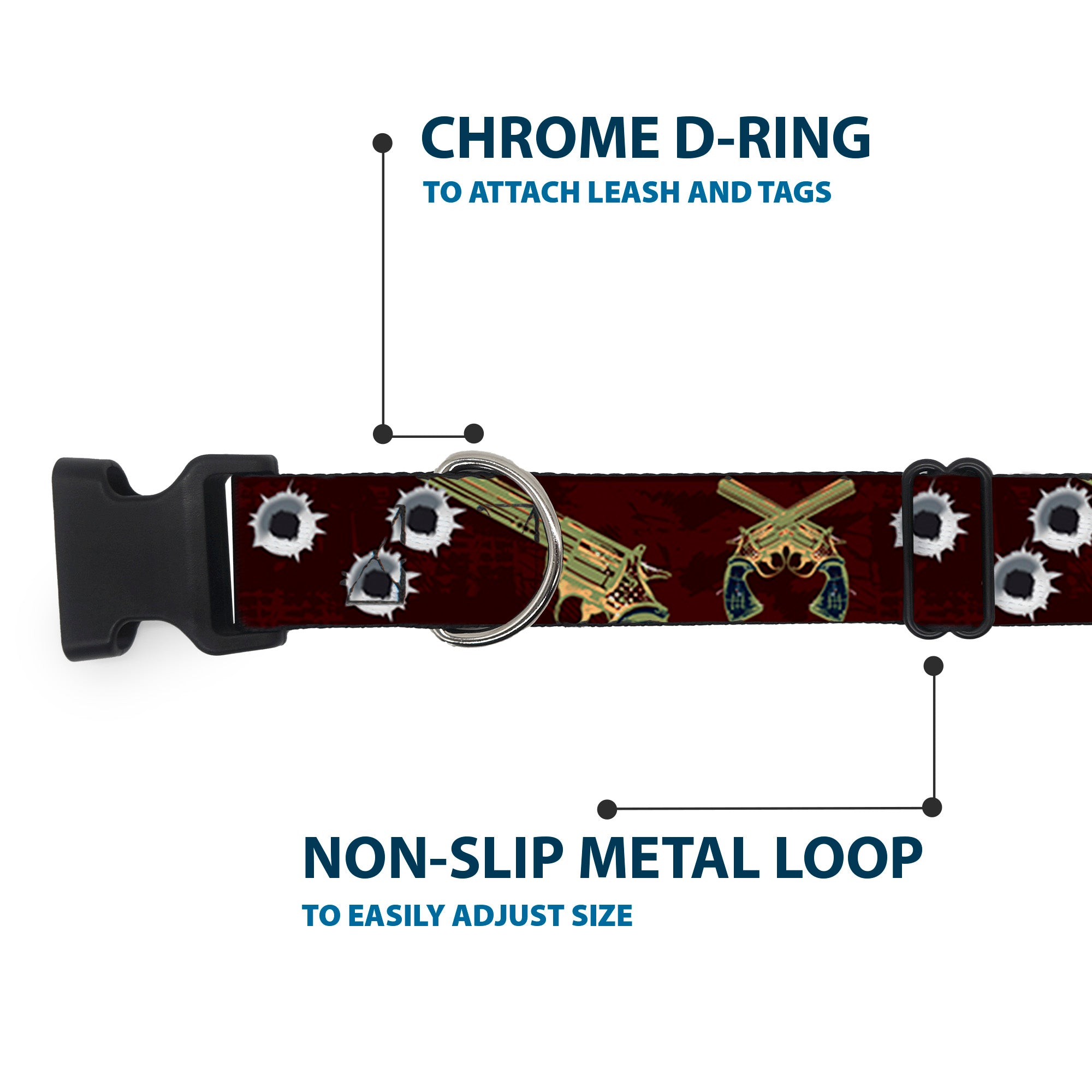 Buckle-Down Plastic Buckle Dog Collar - Revolvers Purple/Green Plastic Clip Collars Buckle-Down