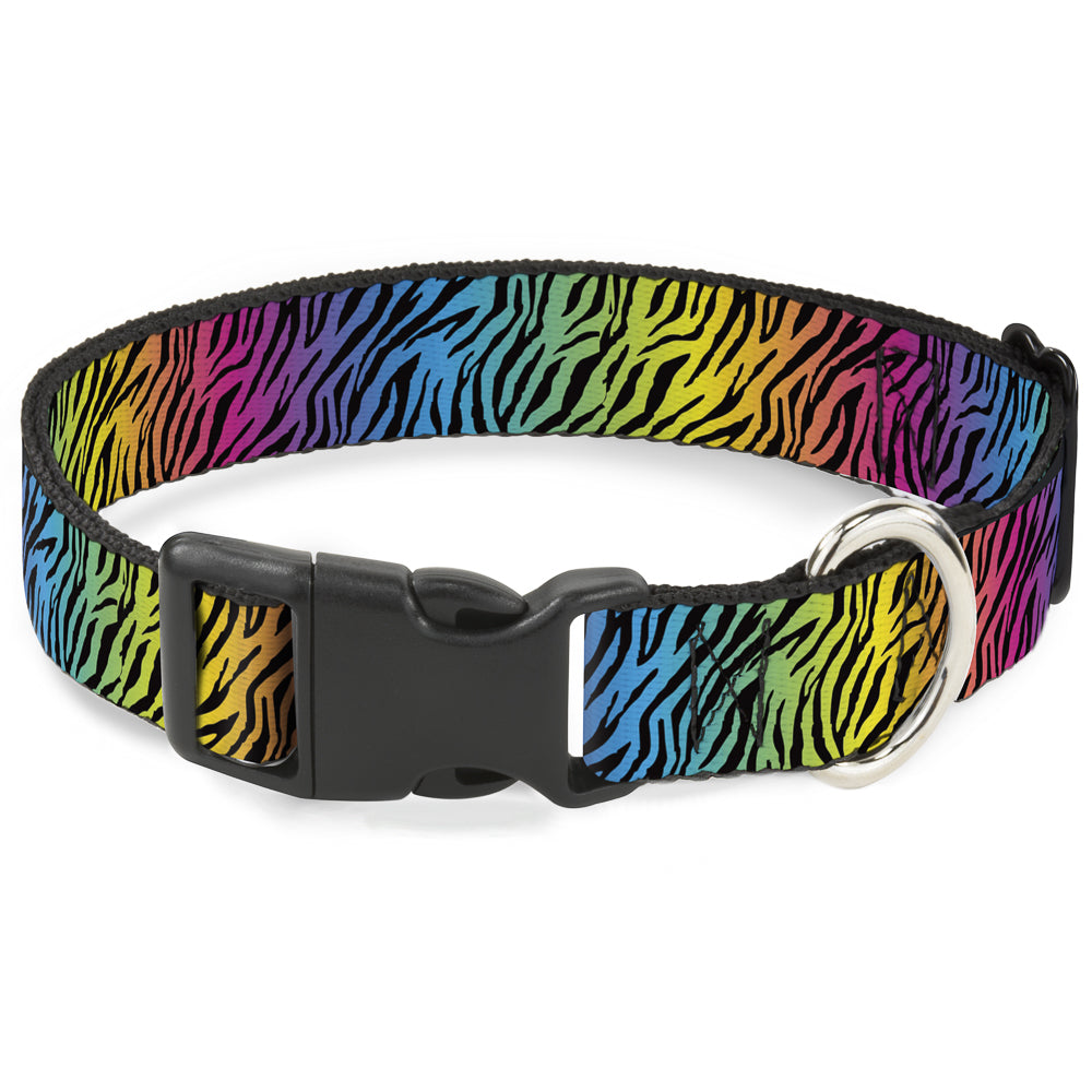 Plastic Clip Collar - Zebra Rainbow Ombre Plastic Clip Collars Buckle-Down