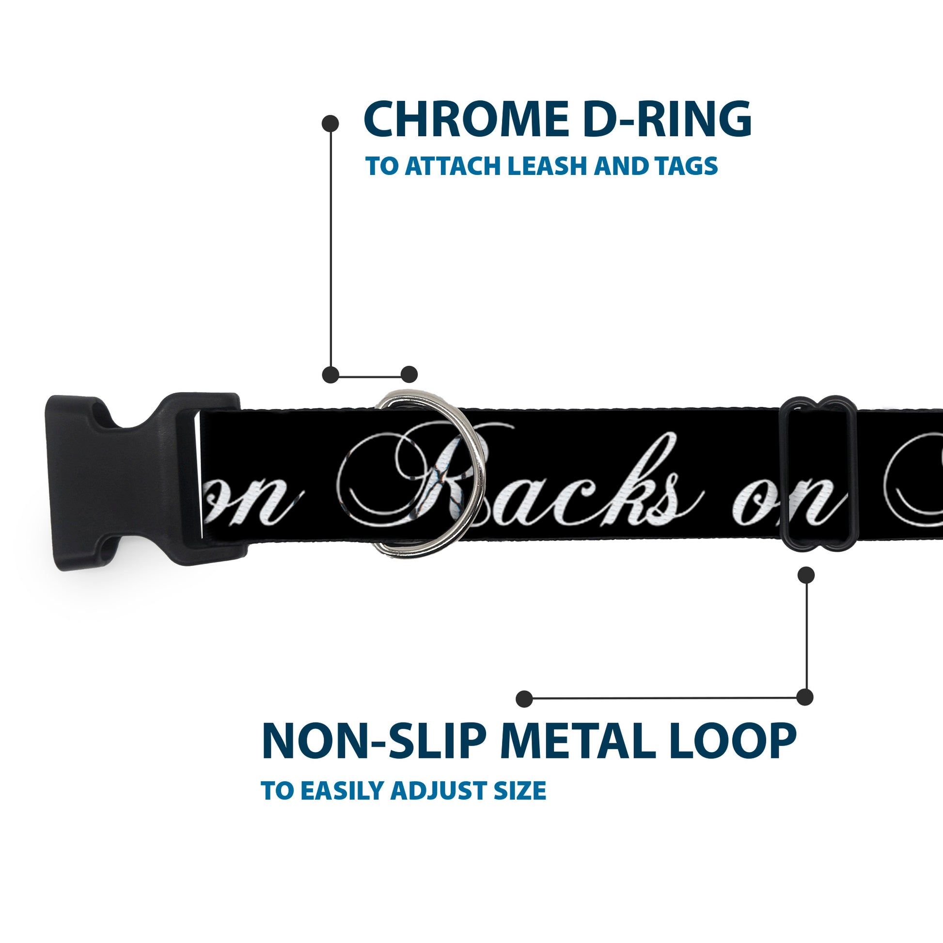 Plastic Clip Collar - RACKS ON RACKS Black/White Plastic Clip Collars Buckle-Down