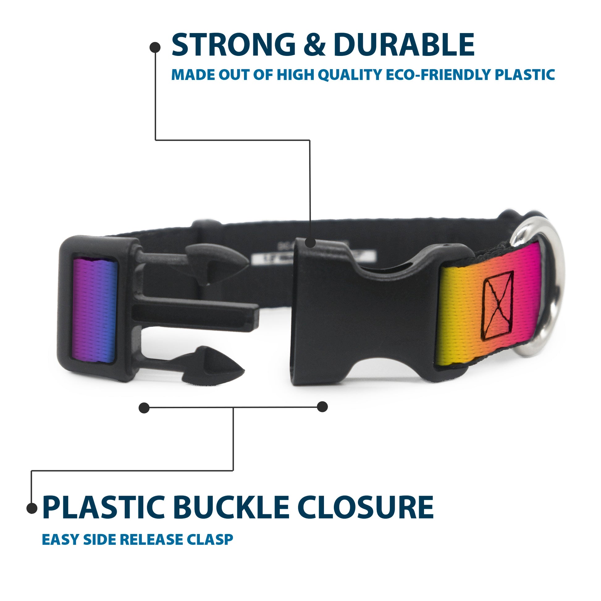 Plastic Clip Collar - Rainbow Ombre Plastic Clip Collars Buckle-Down