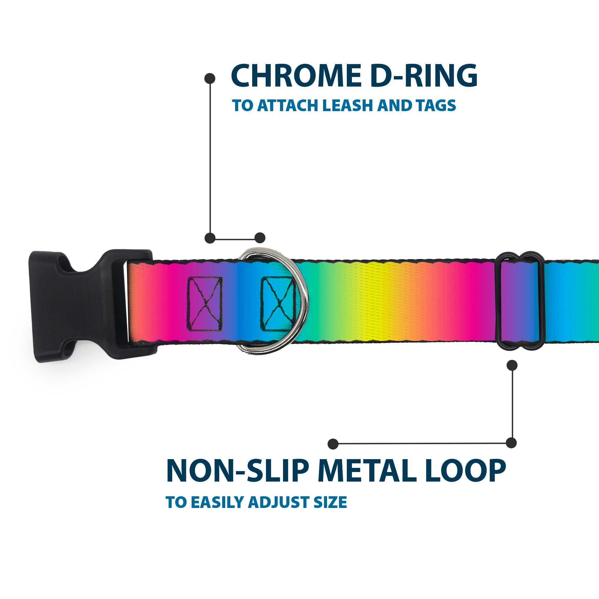 Plastic Clip Collar - Rainbow Ombre Plastic Clip Collars Buckle-Down