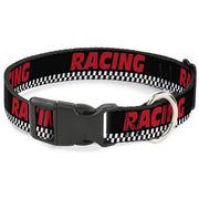 Plastic Clip Collar - RACING w/Checker Black/White/Red Plastic Clip Collars Buckle-Down