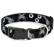 Buckle-Down Plastic Buckle Dog Collar - Revolvers Black/Gray Plastic Clip Collars Buckle-Down