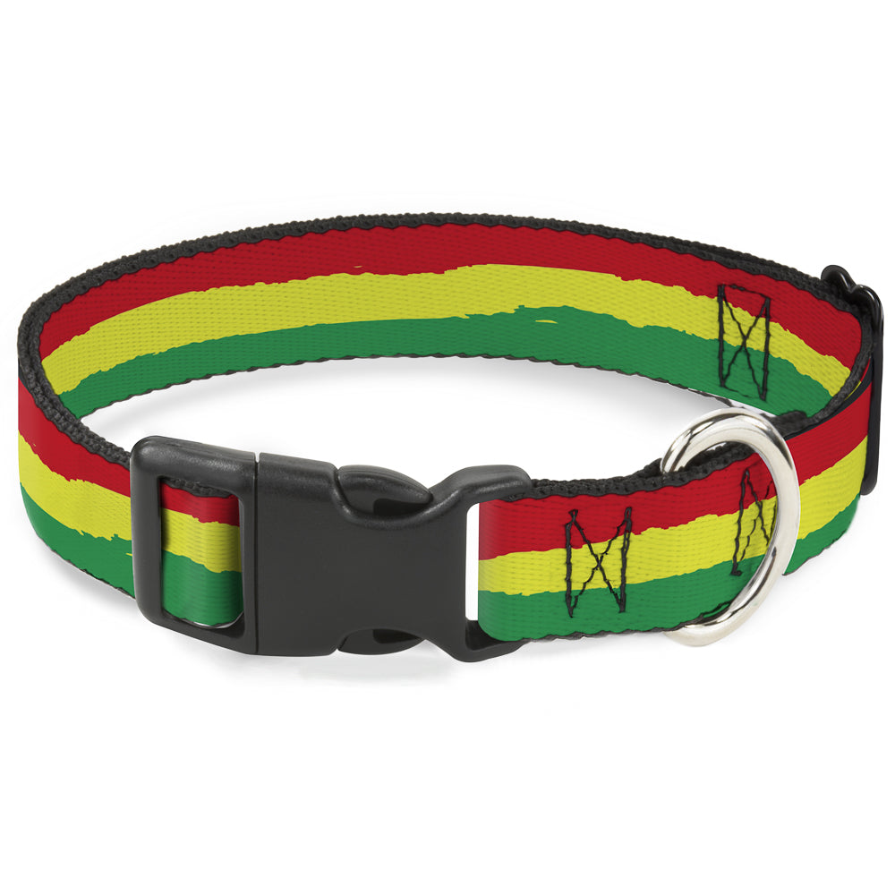 Plastic Clip Collar - Rasta Stripes Painted Green/Yellow/Red Plastic Clip Collars Buckle-Down
