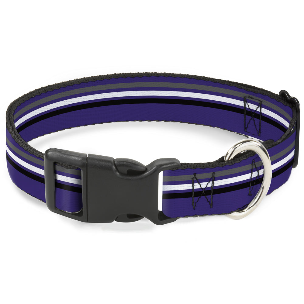 Plastic Clip Collar - Racing Stripes Purple/Gray/White/Black Plastic Clip Collars Buckle-Down