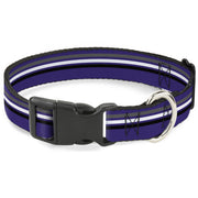 Plastic Clip Collar - Racing Stripes Purple/Gray/White/Black Plastic Clip Collars Buckle-Down