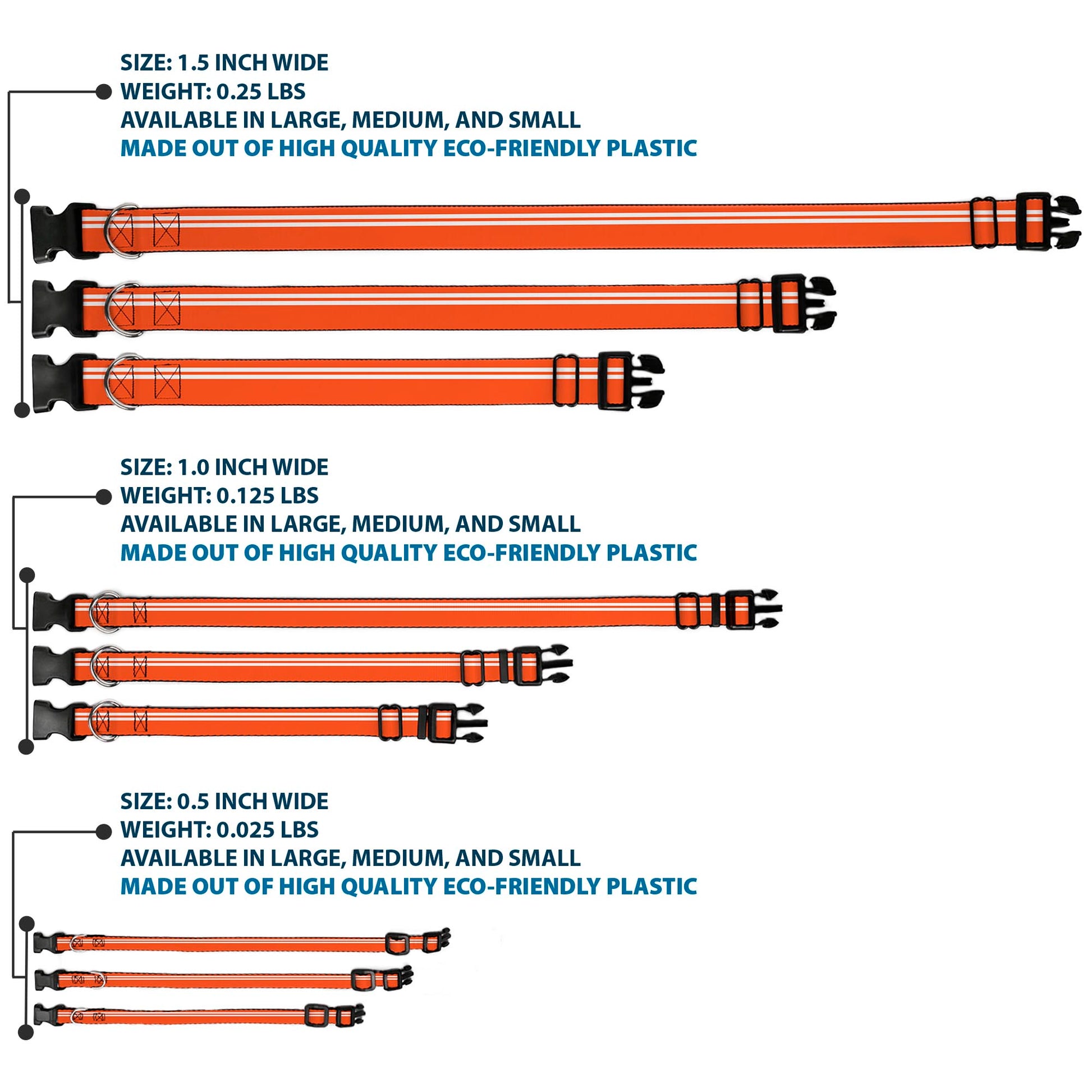 Plastic Clip Collar - Racing Stripe Orange/White Plastic Clip Collars Buckle-Down