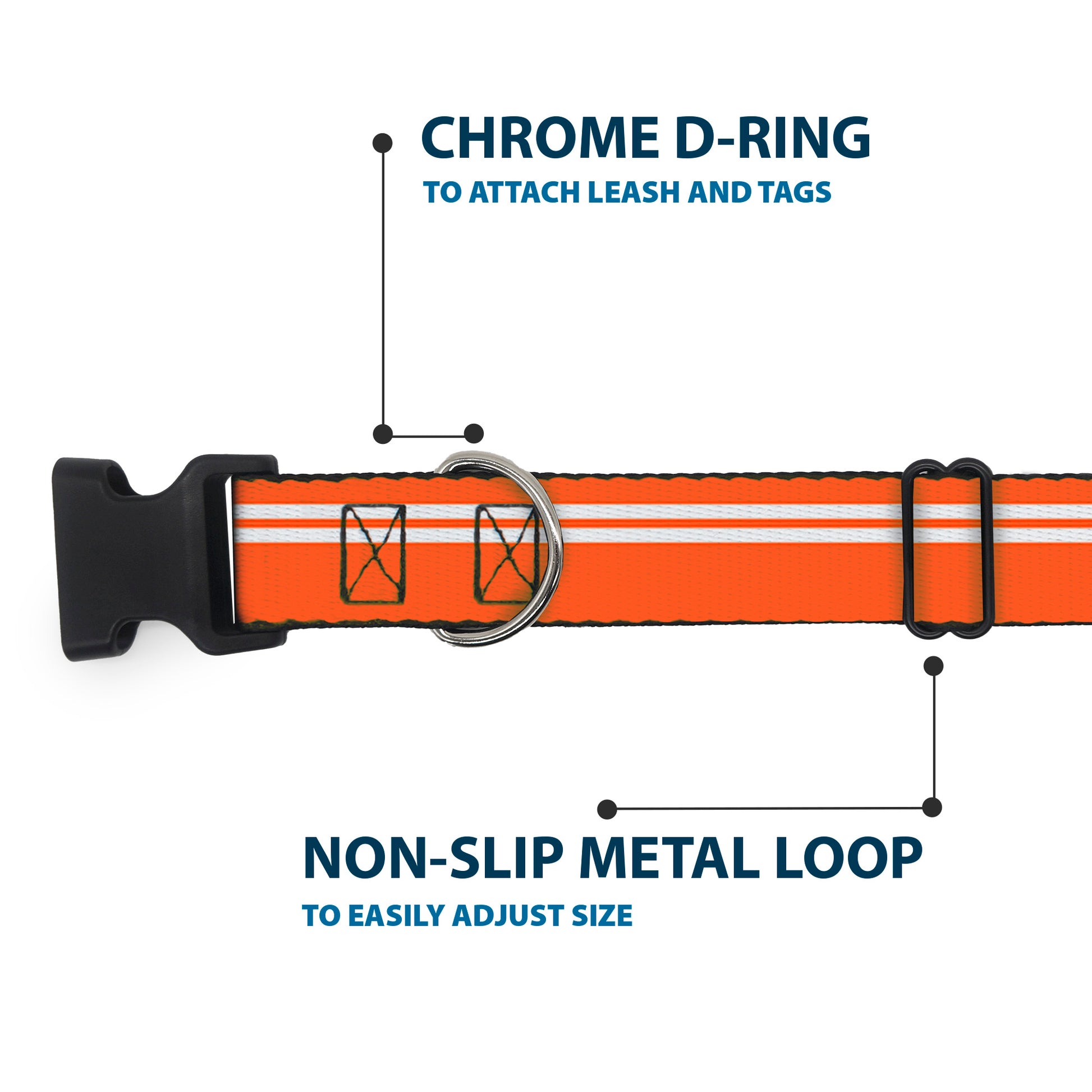Plastic Clip Collar - Racing Stripe Orange/White Plastic Clip Collars Buckle-Down