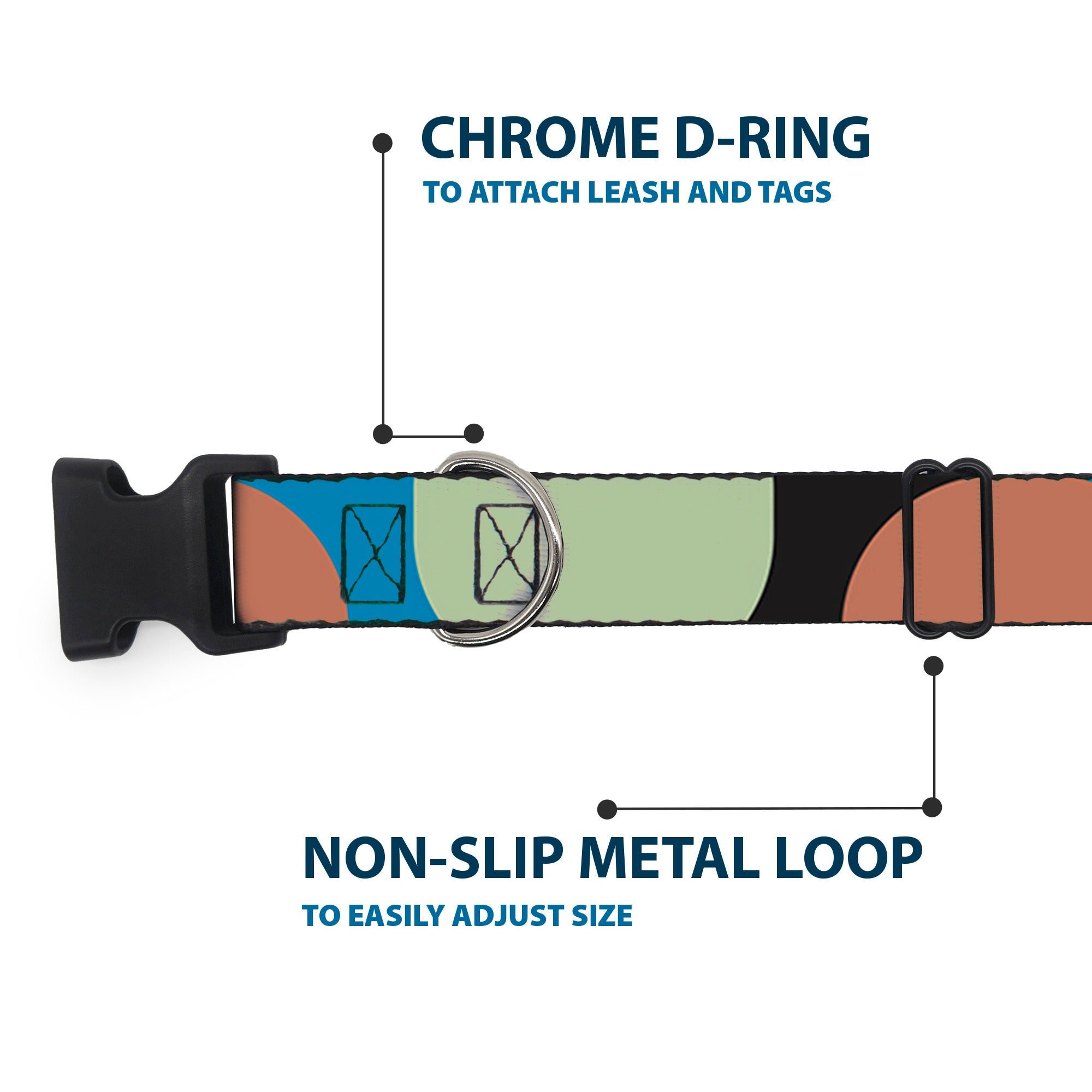 Plastic Clip Collar - Polka Dots CLOSE-UP Black/Blue/Sage/Brown Plastic Clip Collars Buckle-Down