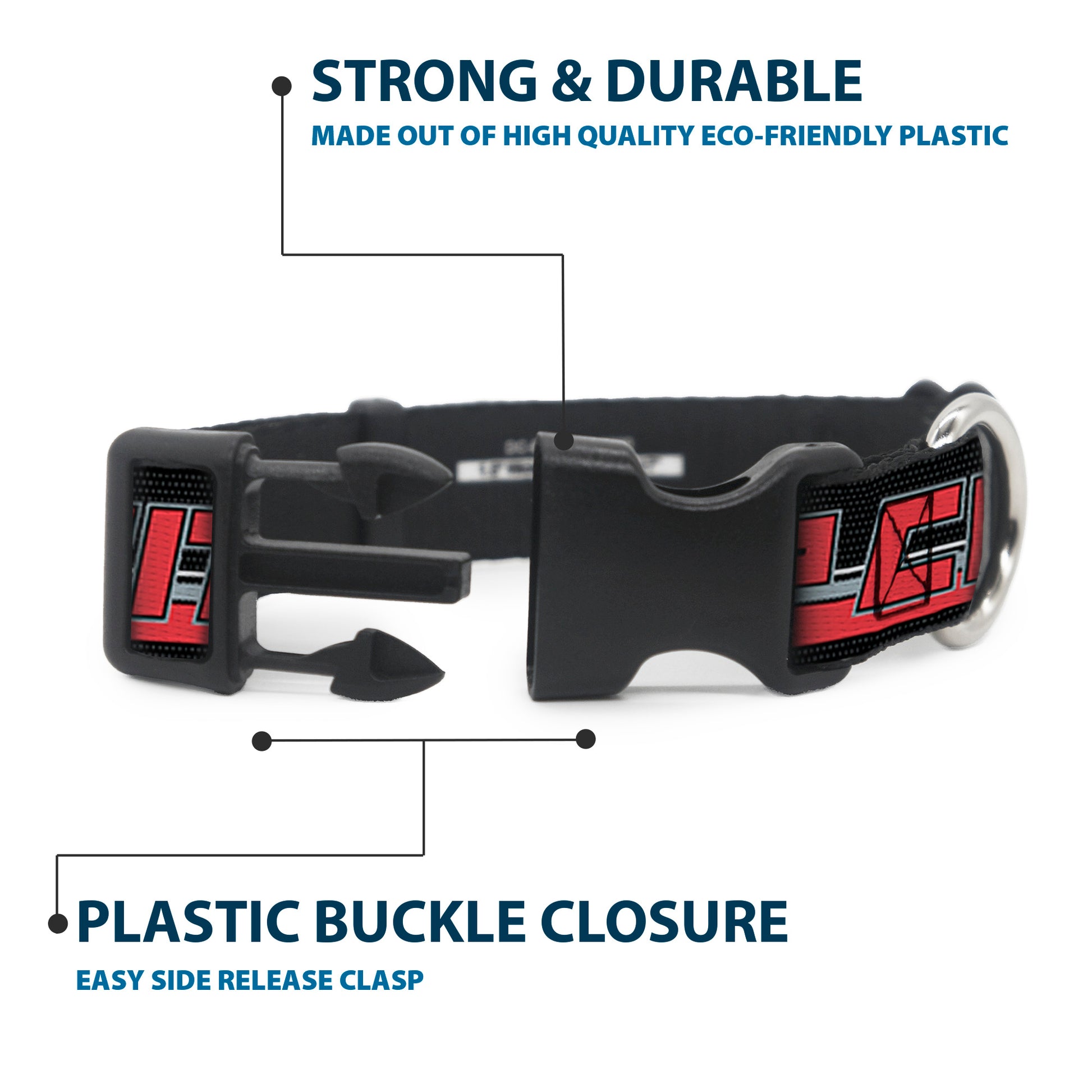 Plastic Clip Collar - RIP CITY/Stripe/Mesh Black/Gray/Red Plastic Clip Collars Buckle-Down