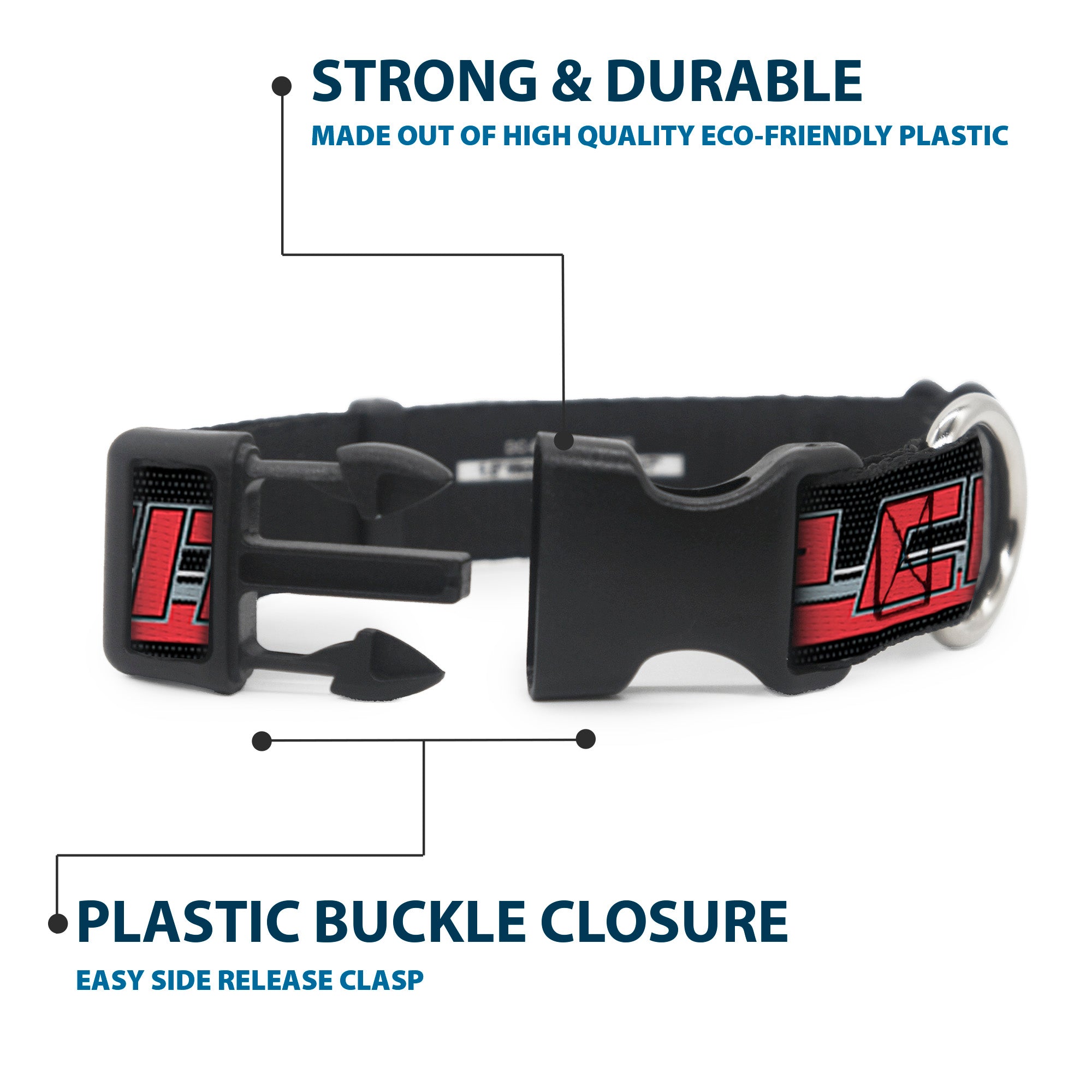 Plastic Clip Collar - RIP CITY/Stripe/Mesh Black/Gray/Red Plastic Clip Collars Buckle-Down