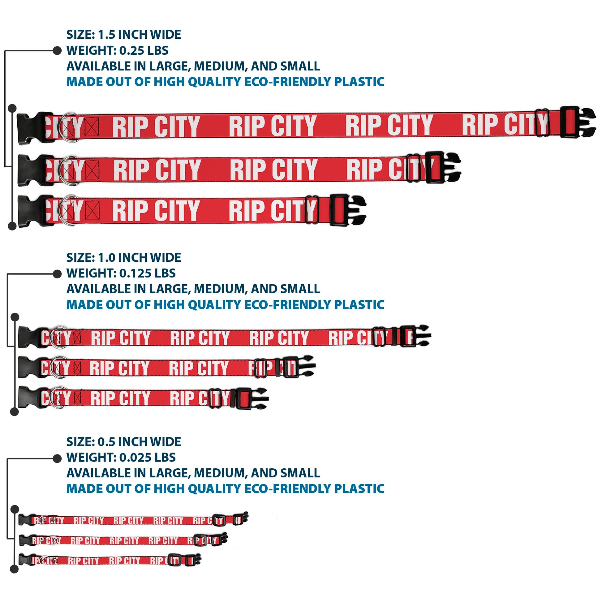 Plastic Clip Collar - RIP CITY Red/White Plastic Clip Collars Buckle-Down