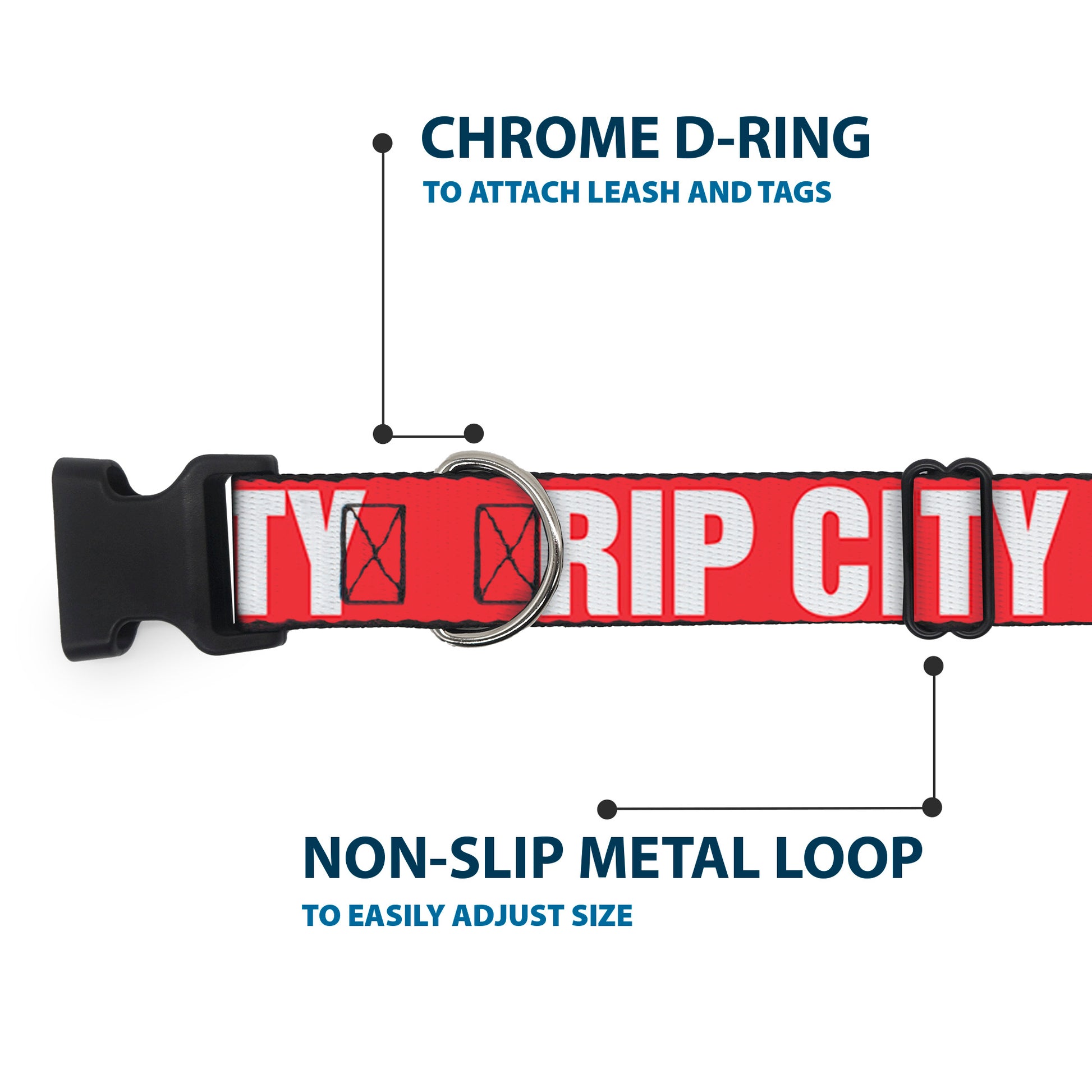 Plastic Clip Collar - RIP CITY Red/White Plastic Clip Collars Buckle-Down