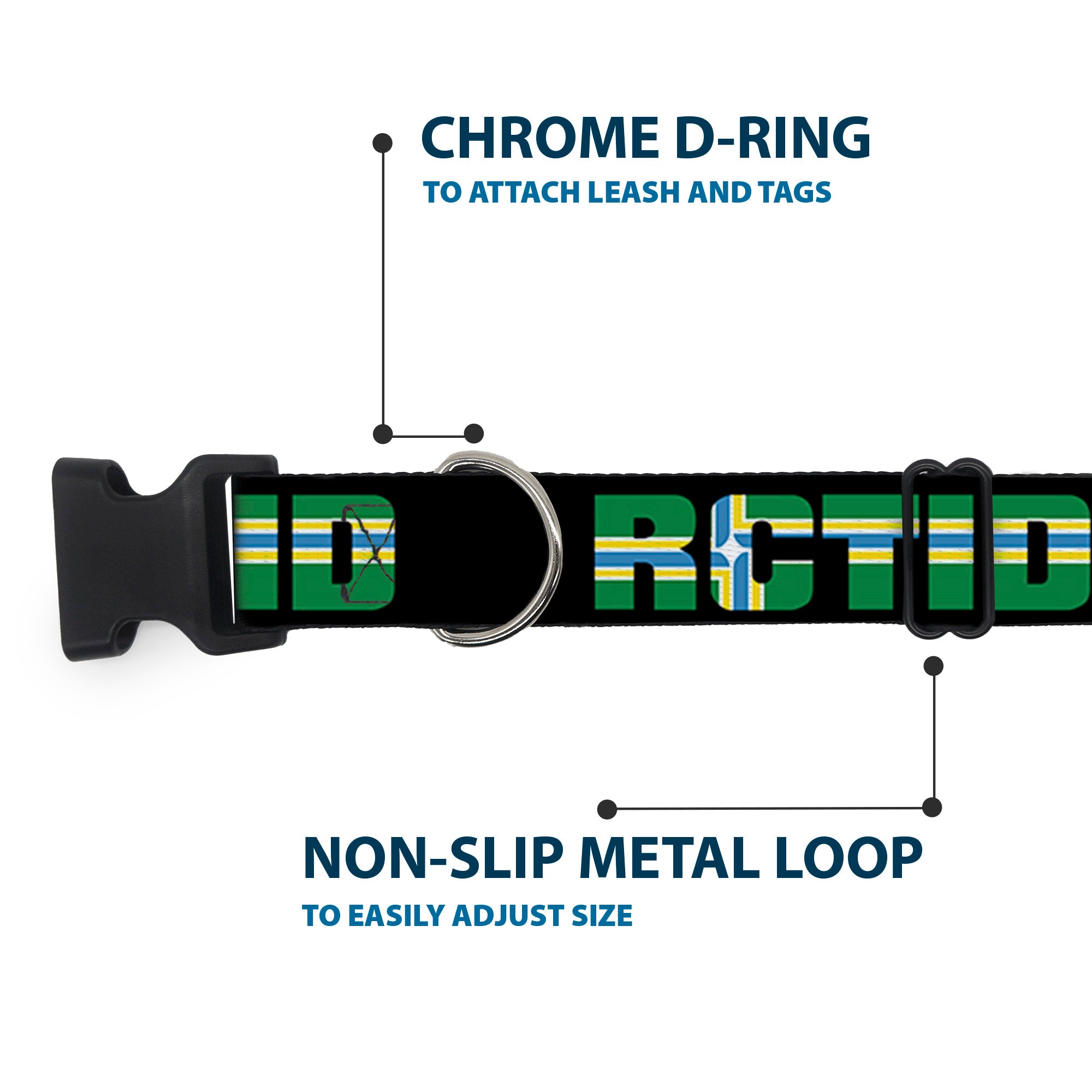 Plastic Clip Collar - RCTID Black/Portland Flag Plastic Clip Collars Buckle-Down