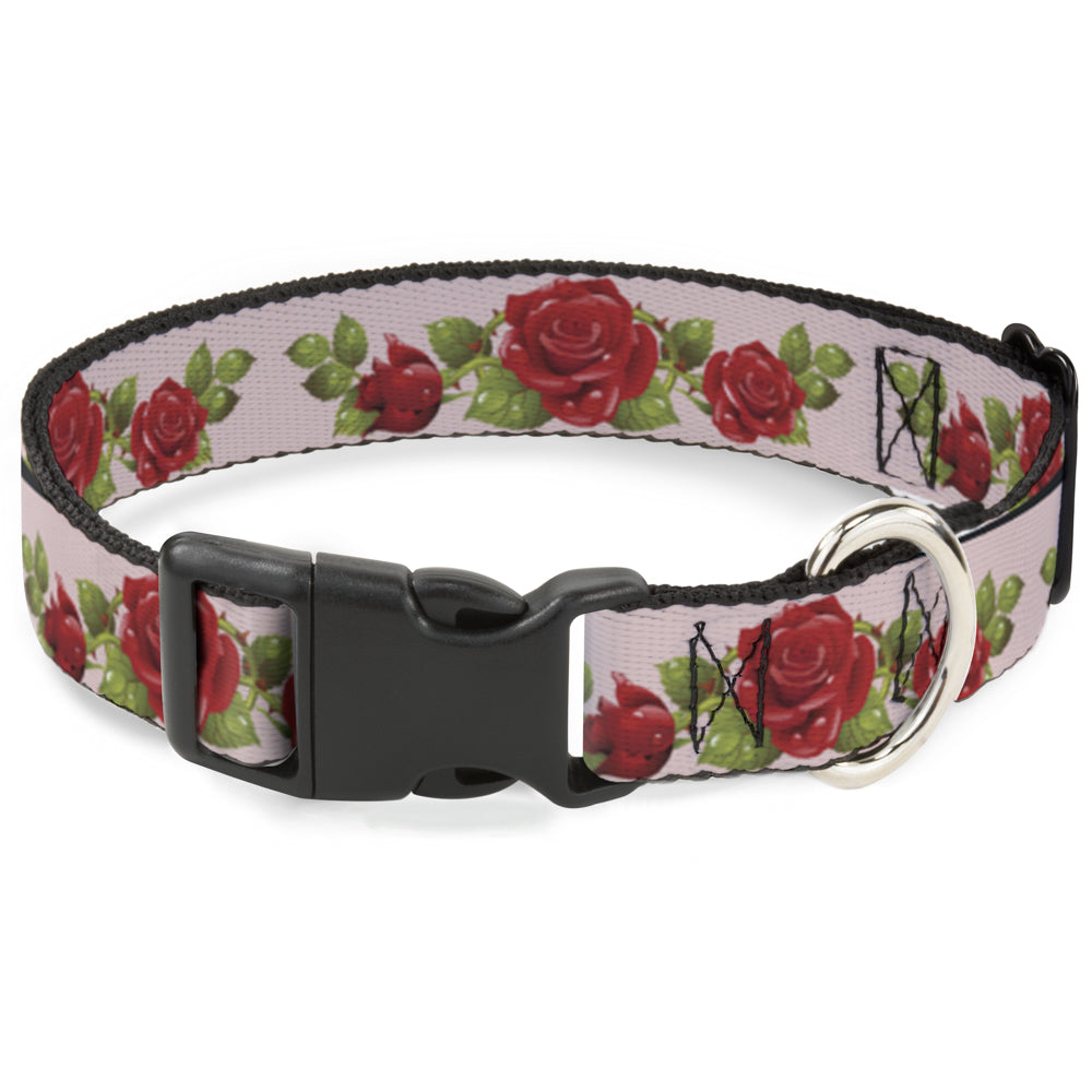 Plastic Clip Collar - Rose Trio/Leaves Pink Plastic Clip Collars Buckle-Down