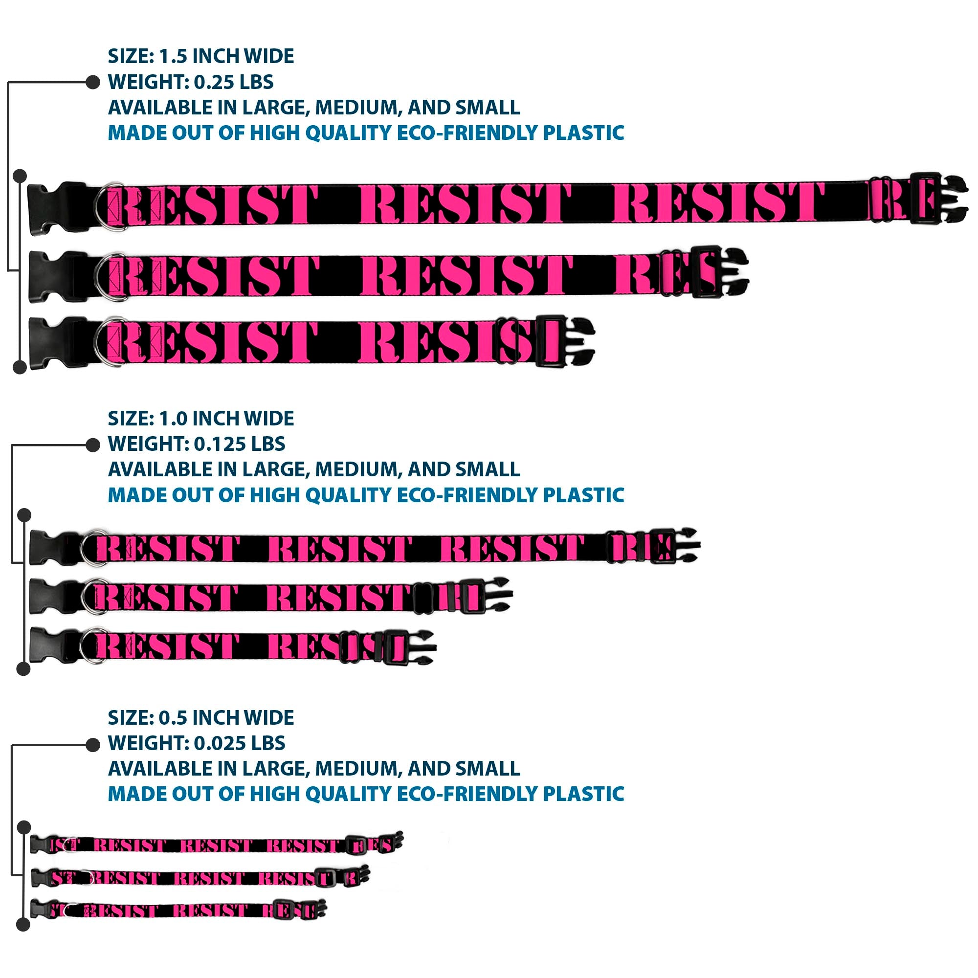 Plastic Clip Collar - RESIST Stencil Black/Pink Plastic Clip Collars Buckle-Down