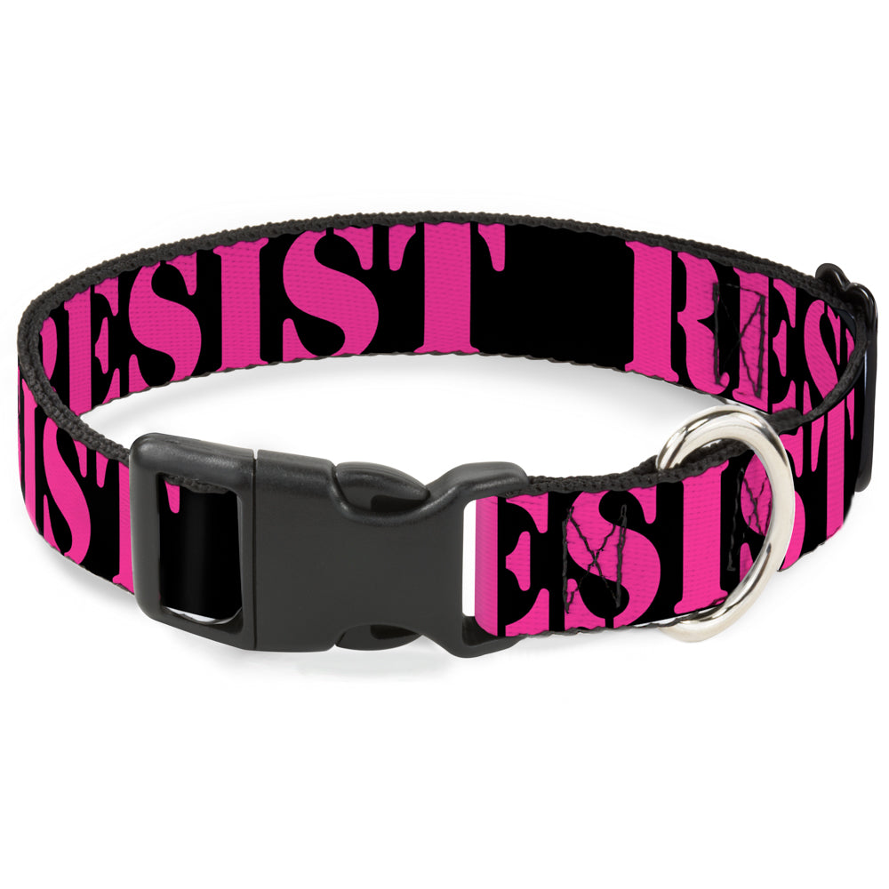 Plastic Clip Collar - RESIST Stencil Black/Pink Plastic Clip Collars Buckle-Down