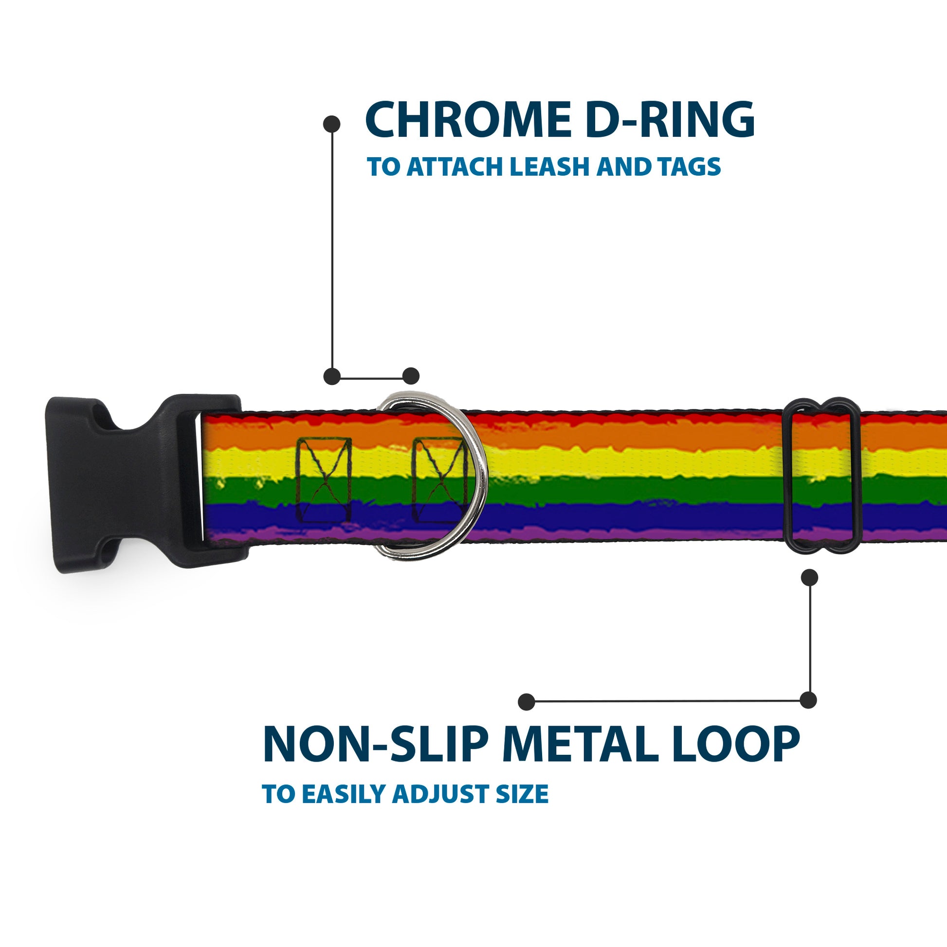 Plastic Clip Collar - Rainbow Stripe Painted Plastic Clip Collars Buckle-Down