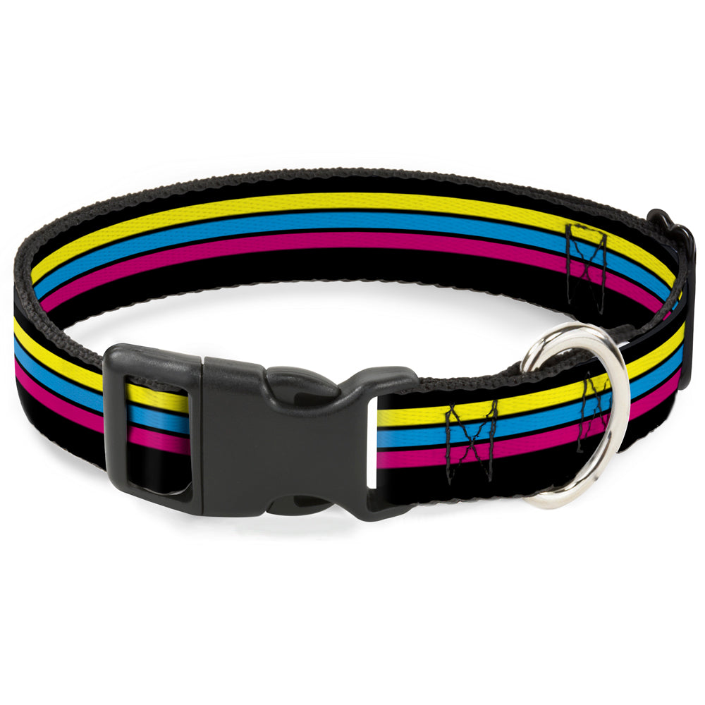 Plastic Clip Collar - Racing Stripes Black/Yellow/Blue/Pink Plastic Clip Collars Buckle-Down
